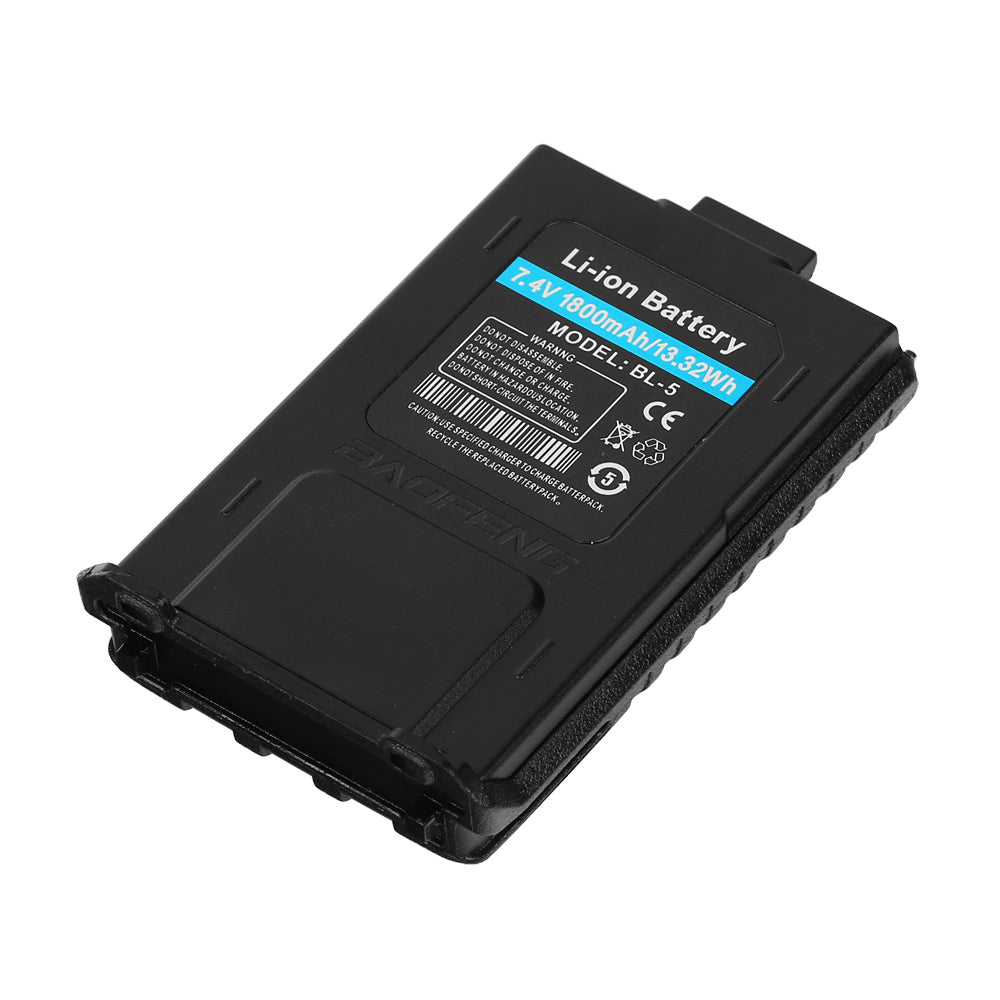 High Capacity 1800mAh Li-ion Rechargeable Battery for Baofeng UV-5R Walkie Talkie - Perfect for Outdoor Adventures, Emergency Preparedness & Security Work
