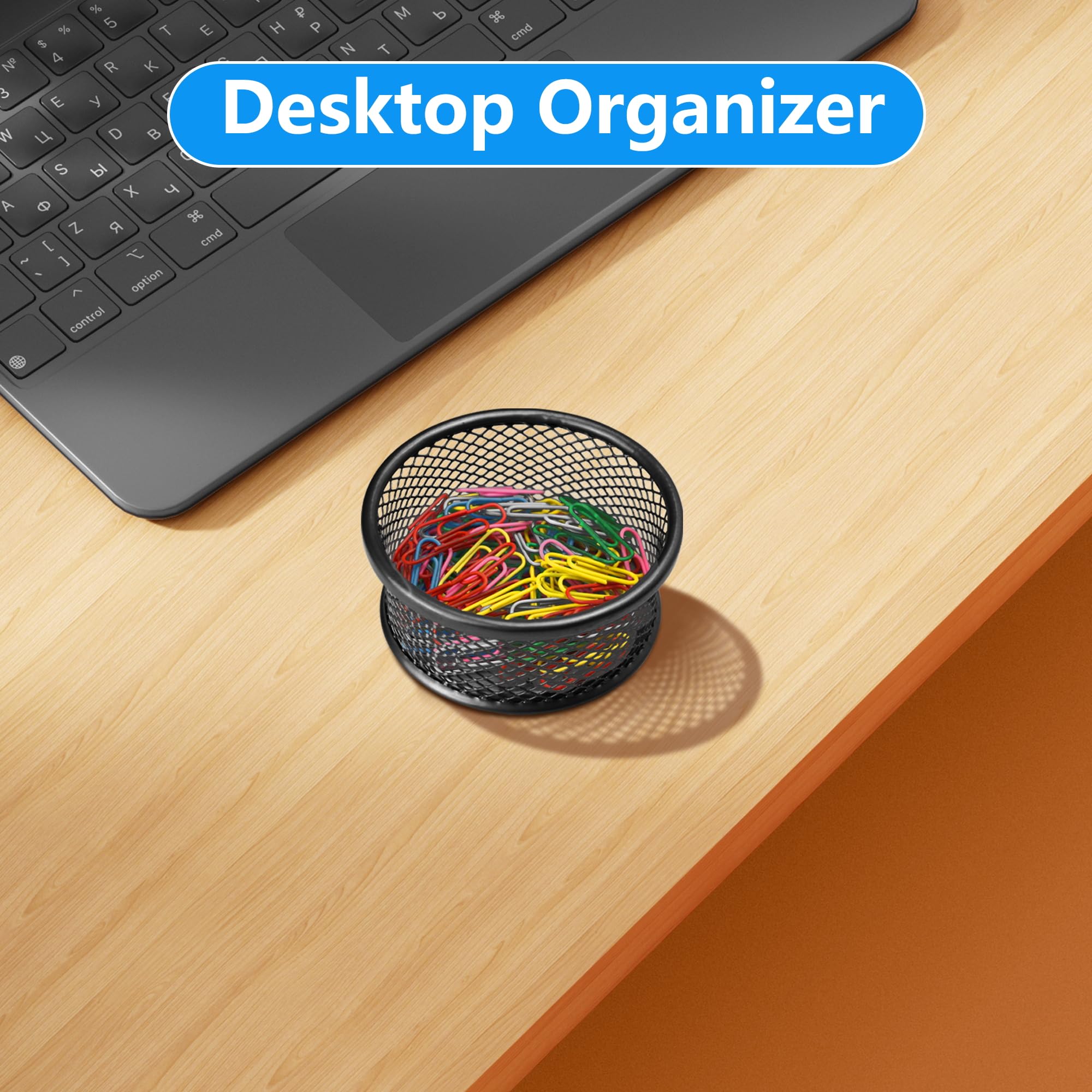 4 Pack Black Mesh Paper Clip Holder & Organizer - Metal Desk Dispenser for Binder Clips, Paperclips - Perfect for Home Office, School & Workspace Organization (Office Supplies)