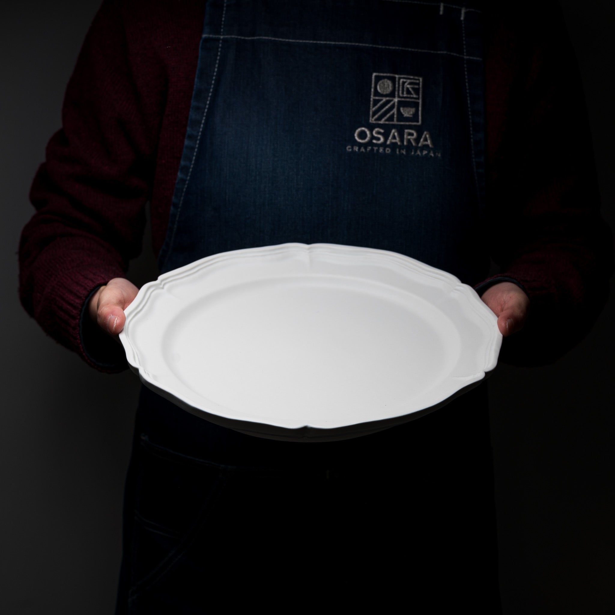 Handmade Usuki Ware Rinka Extra Large Ceramic Plate 28cm - Japanese Pottery for Serving Sushi, Appetizers & Home Decor