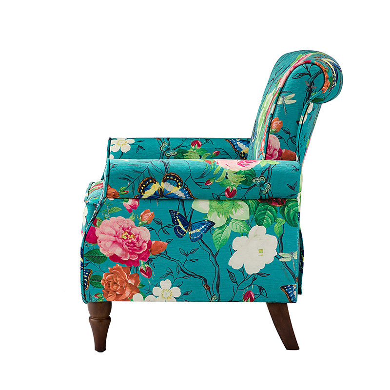 Artemisa Modern Floral Pattern Upholstered Armchair - Comfortable Living Room Accent Chair for Home Office & Lounge Decor