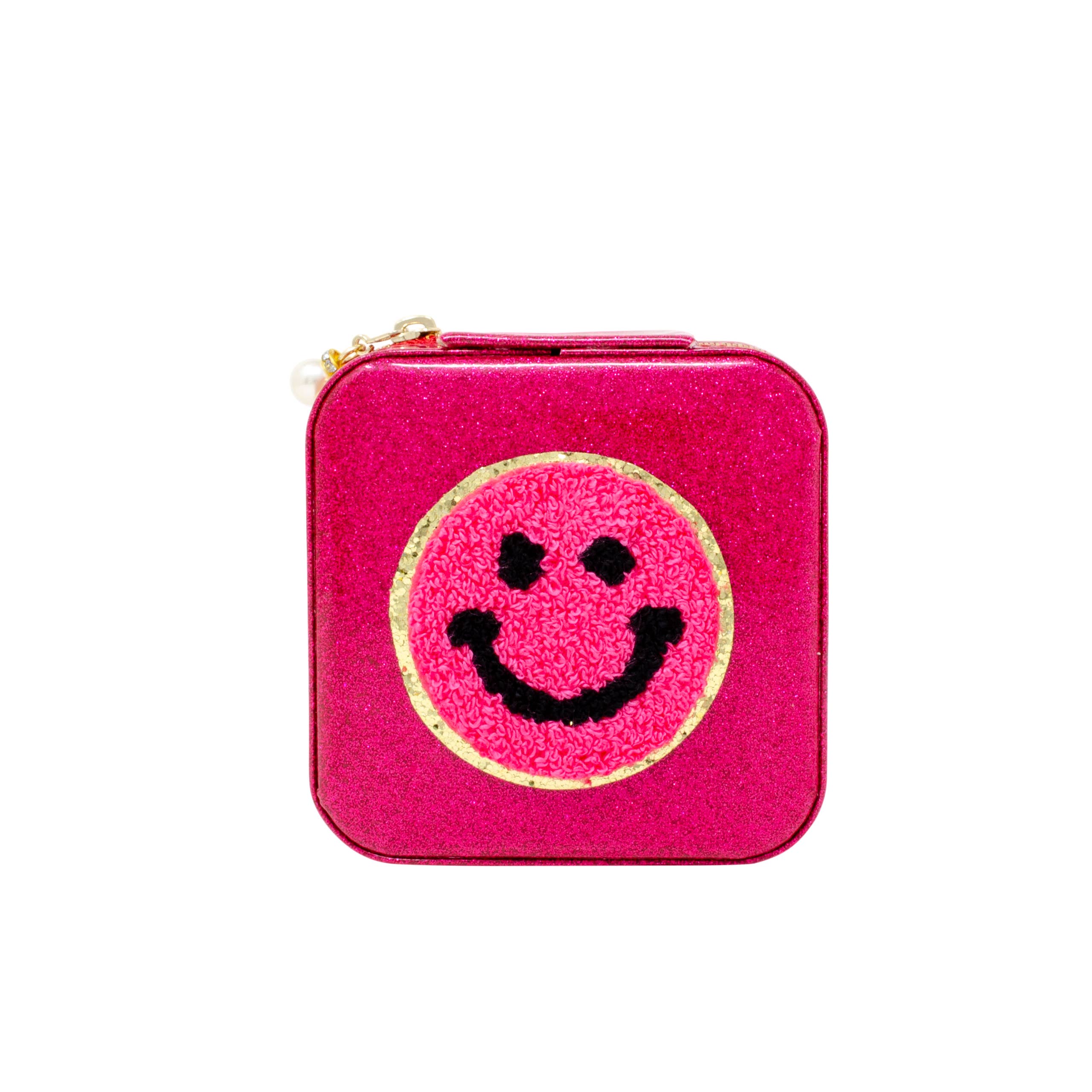 Happy Face Sparkle Jewelry Box - Elegant Storage for Necklaces, Rings & Earrings - Perfect for Travel, Gifts & Bedroom Decor