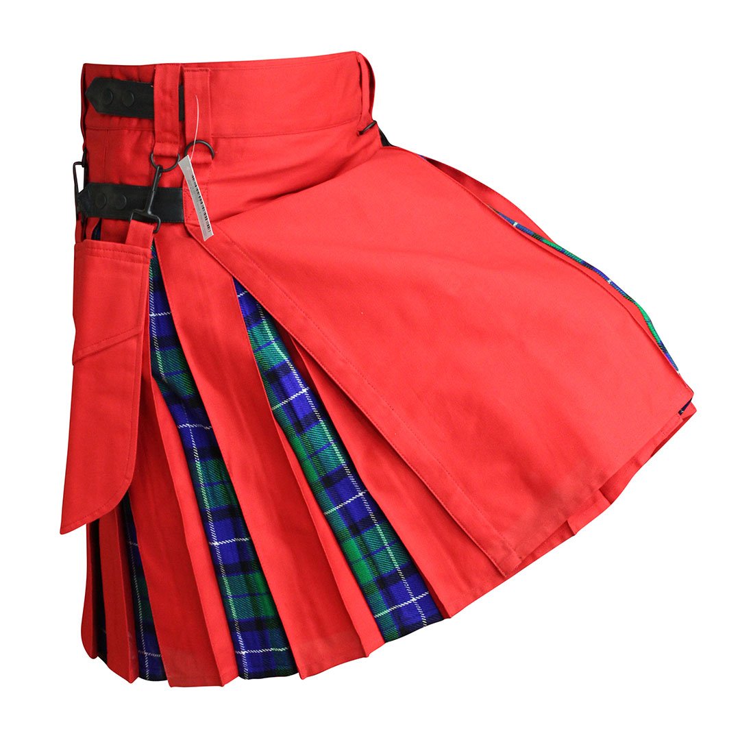 Hybrid Kilt in Red Tartan - Traditional Scottish Style for Men | Perfect for Highland Games, Weddings & Cosplay