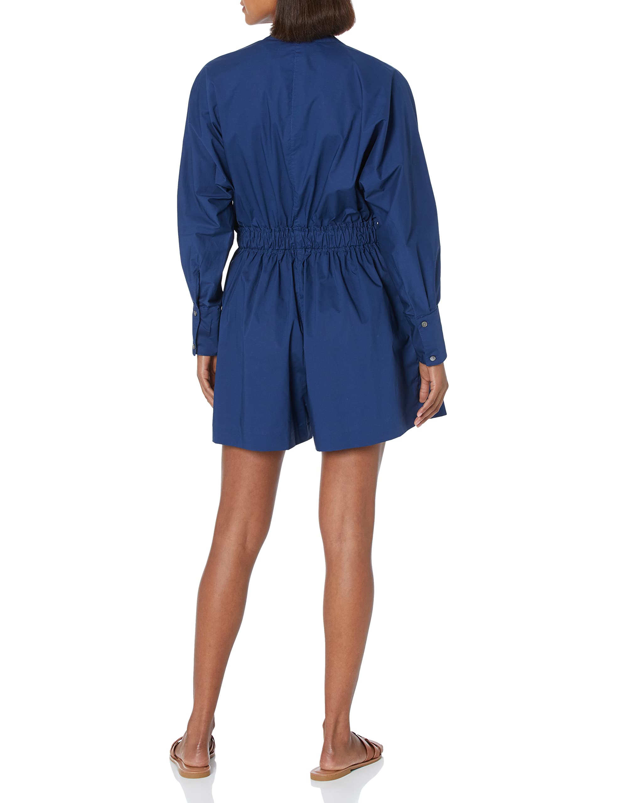 Rebecca Taylor Women's Poplin Long Sleeve Romper Jumpsuit - Casual Summer Outfit for Beach, Brunch & Date Night