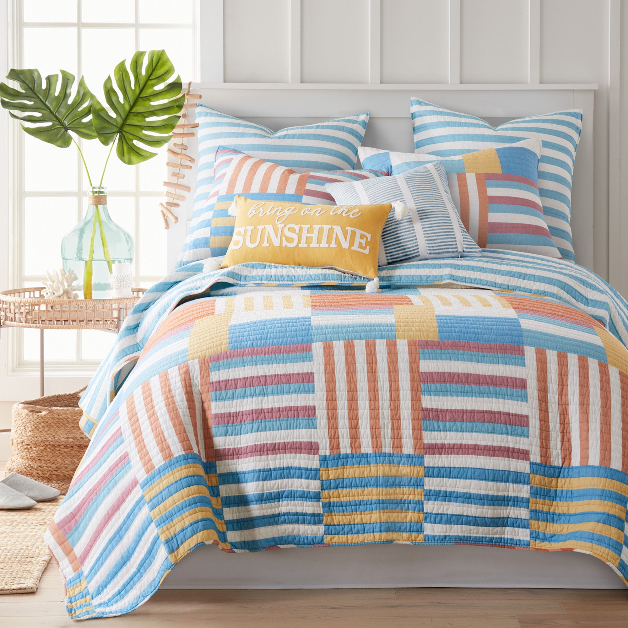 Sol Stripe Patch Sunshine Pillow - Soft Decorative Throw Pillow for Couch, Bed & Home Decor - Perfect for Living Room, Nursery & Cozy Spaces