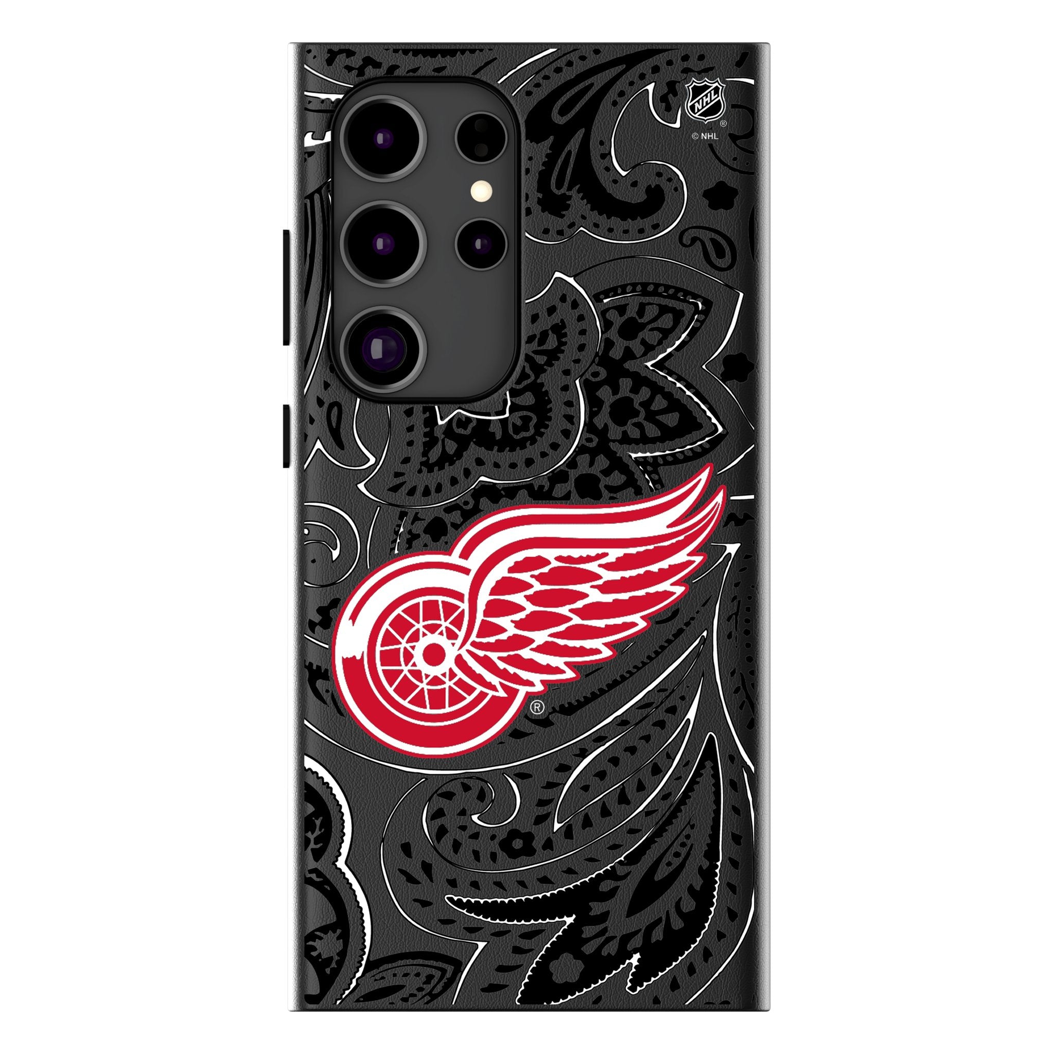 Detroit Red Wings Paisley Pattern MagSafe Compatible Phone Case for Samsung Galaxy S23/S22/S21 - Durable Protective Cover for Hockey Fans & Sports Enthusiasts