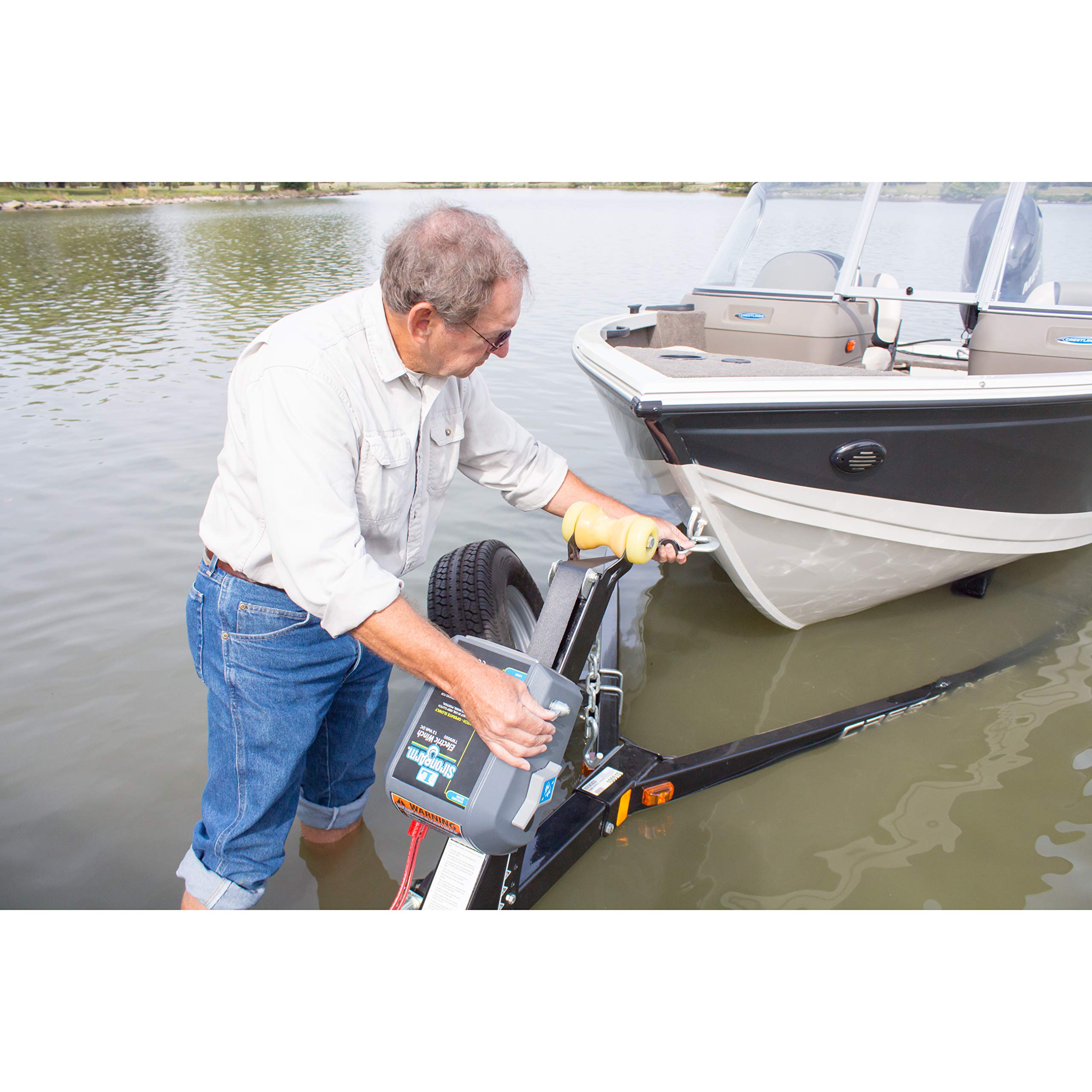 3000LBS Electric Trailer Winch - Heavy Duty Gold Rod Winch for Boat Trailers, ATV, UTV & Off-Road Vehicles | Waterproof & Powerful Towing Solution