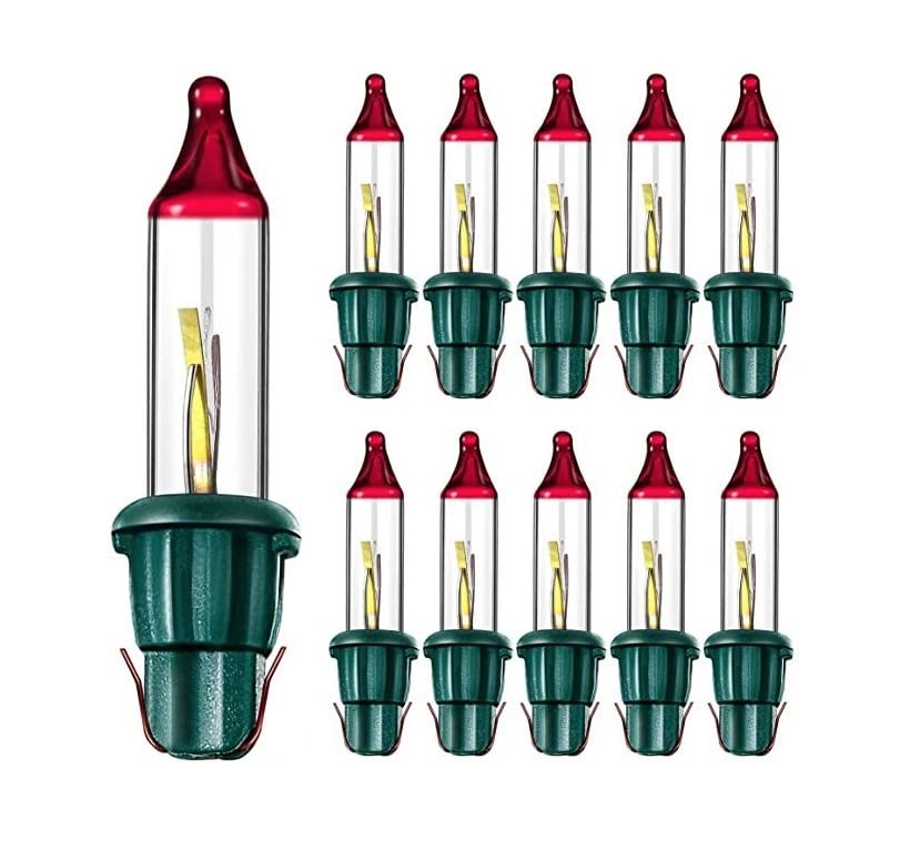 10-Pack Mini Flashing Bulbs - 2.5V 0.425W Clear Glass Incandescent Christmas Lights for Indoor/Outdoor Use - Perfect for Holiday Decorations, Christmas Trees, and Festive Lighting Displays
