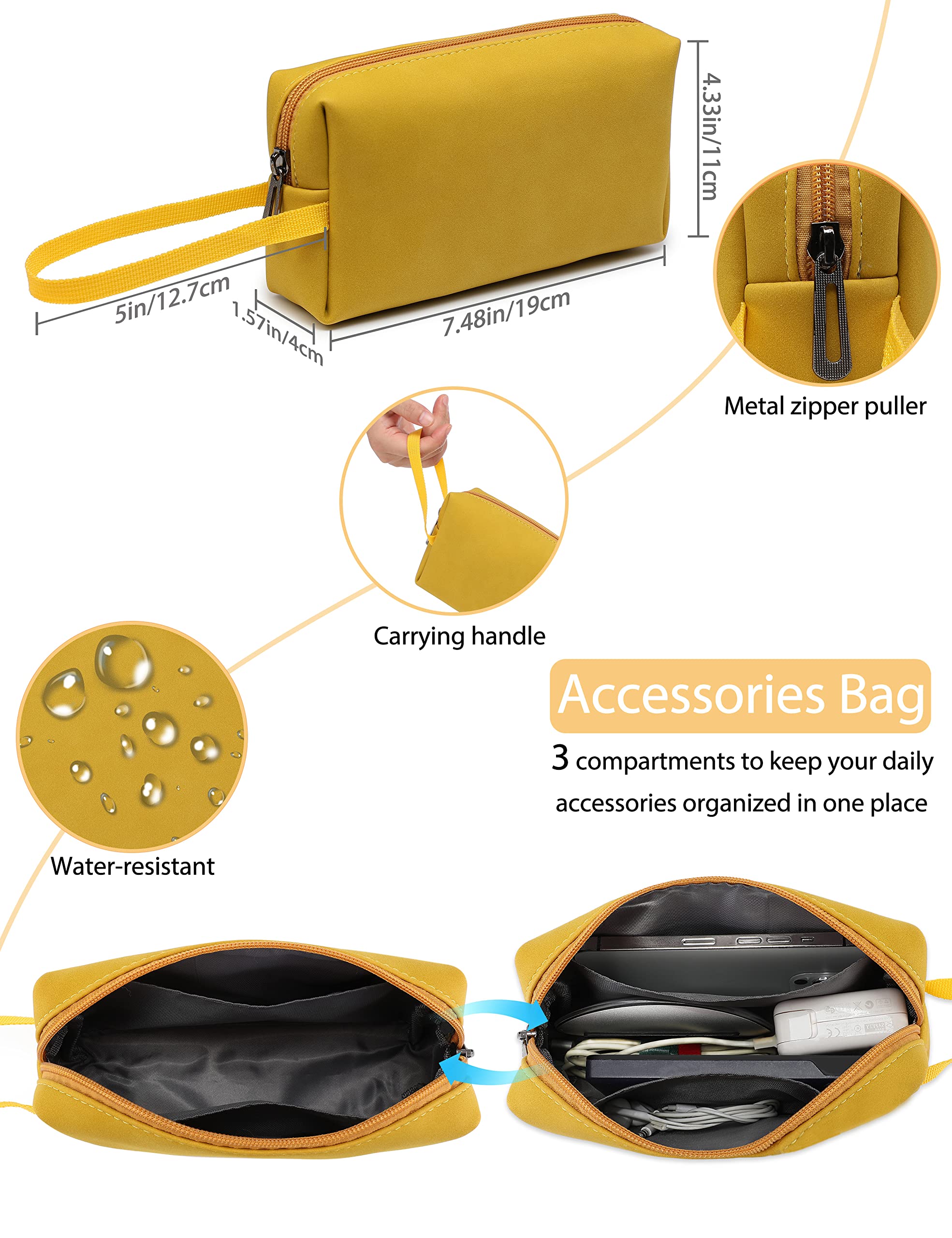 HYZUO 15-16 Inch Laptop Sleeve Case with Stand - Compatible with MacBook Pro 16 M1 Pro/Max A2485 A2141 2019-2022, MacBook Pro 15 2012-2019, Surface Laptop 15 - Protective Carrying Case with Accessory Bag (Olive Yellow) for Work, Travel & School