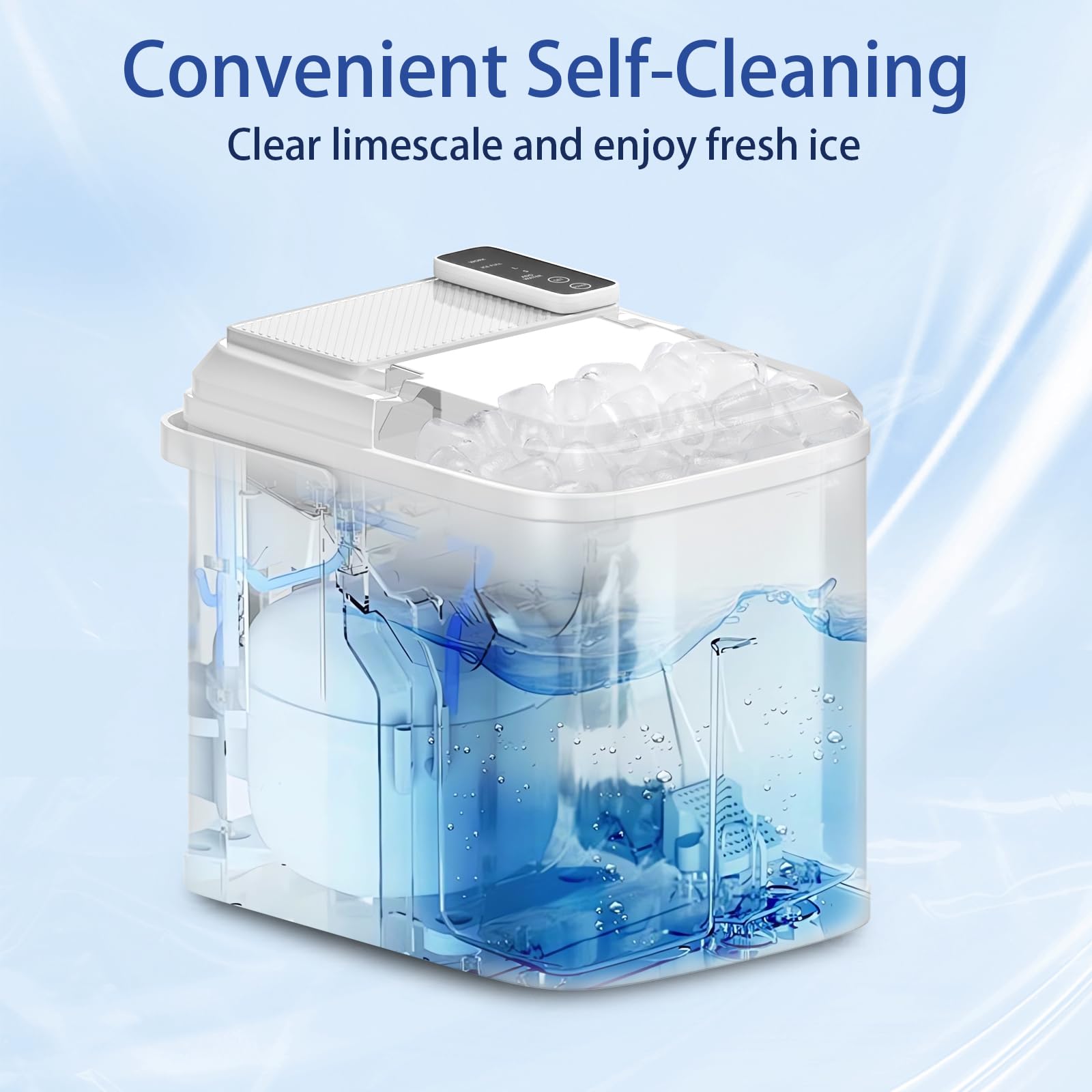 Portable Ice Maker Machine - 26lbs/24Hrs Countertop Ice Maker with Self-Cleaning Function, 9 Ice Cubes in 6 Minutes - Includes Ice Basket & Scoop - Perfect for Home Kitchen, RV, Camping, Office & Outdoor Parties