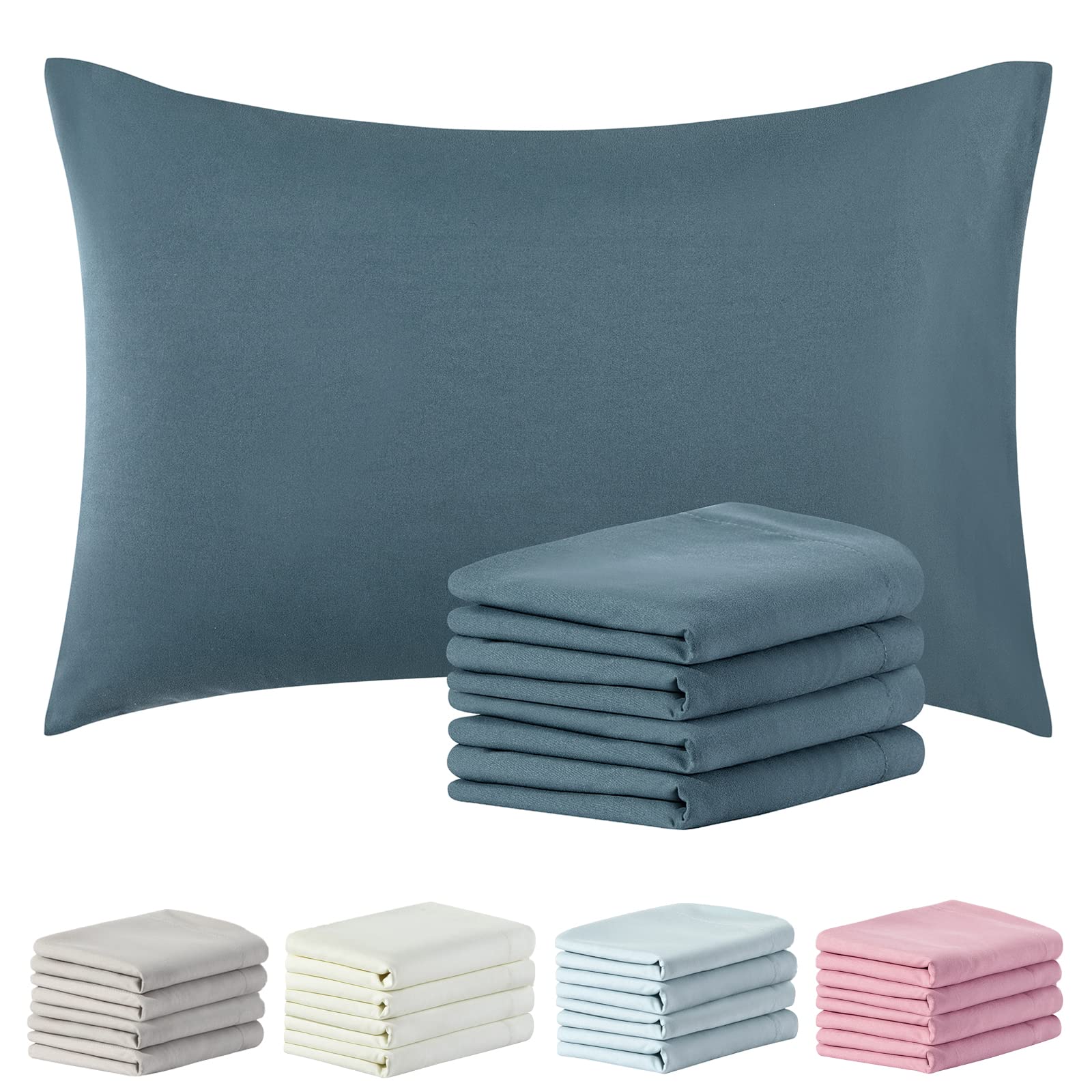 Premium 1800 Thread Count Microfiber Pillowcase Set of 4 - Queen Size with Envelope Closure - Ultra Soft & Easy Care (Teal) - Perfect for Bedroom, Guest Room & Hotel Use