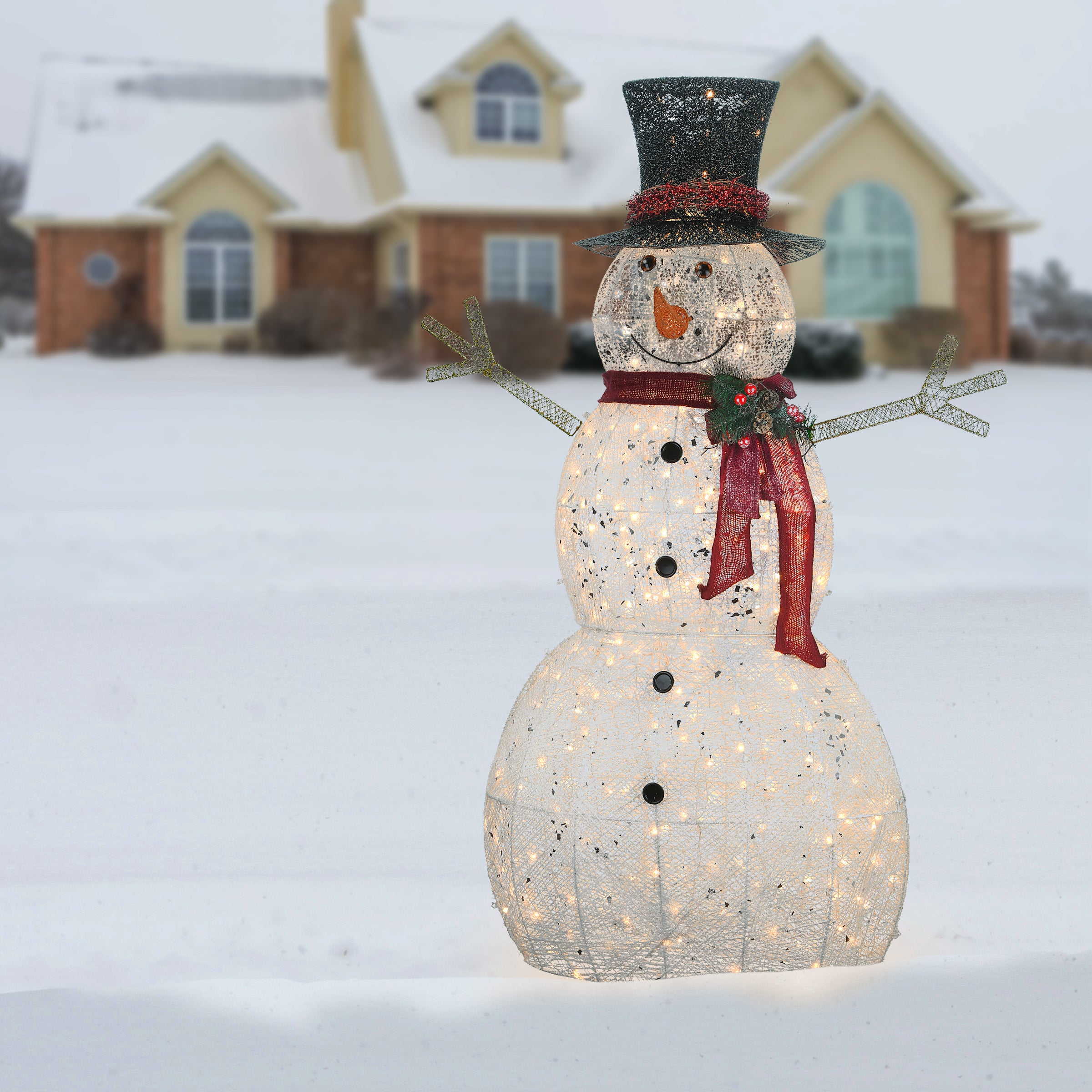 60 Inch Snowman Decoration with Warm White LED Lights - Outdoor Christmas Yard Decor for Holiday Party & Winter Festival