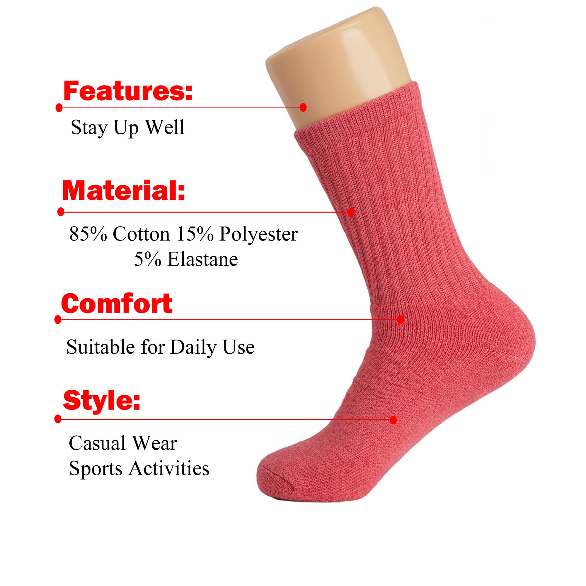 American Made Cotton Crew Socks for Men - Breathable Athletic Sport Socks for Running, Gym & Everyday Wear - AWS Comfort Socks
