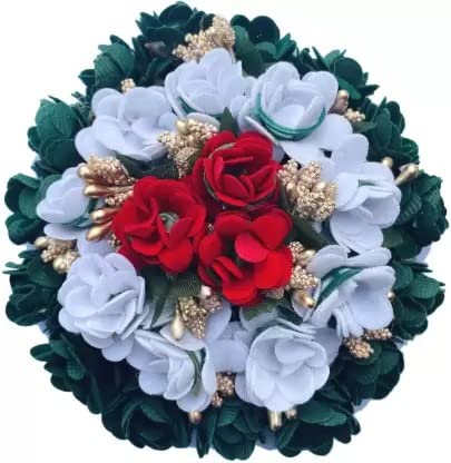 Ruchi Flower Juda Bridal Gajra Bun - Multicolor Wedding Hair Accessories for Brides | Perfect for Indian Weddings, Mehendi & Sangeet Ceremonies