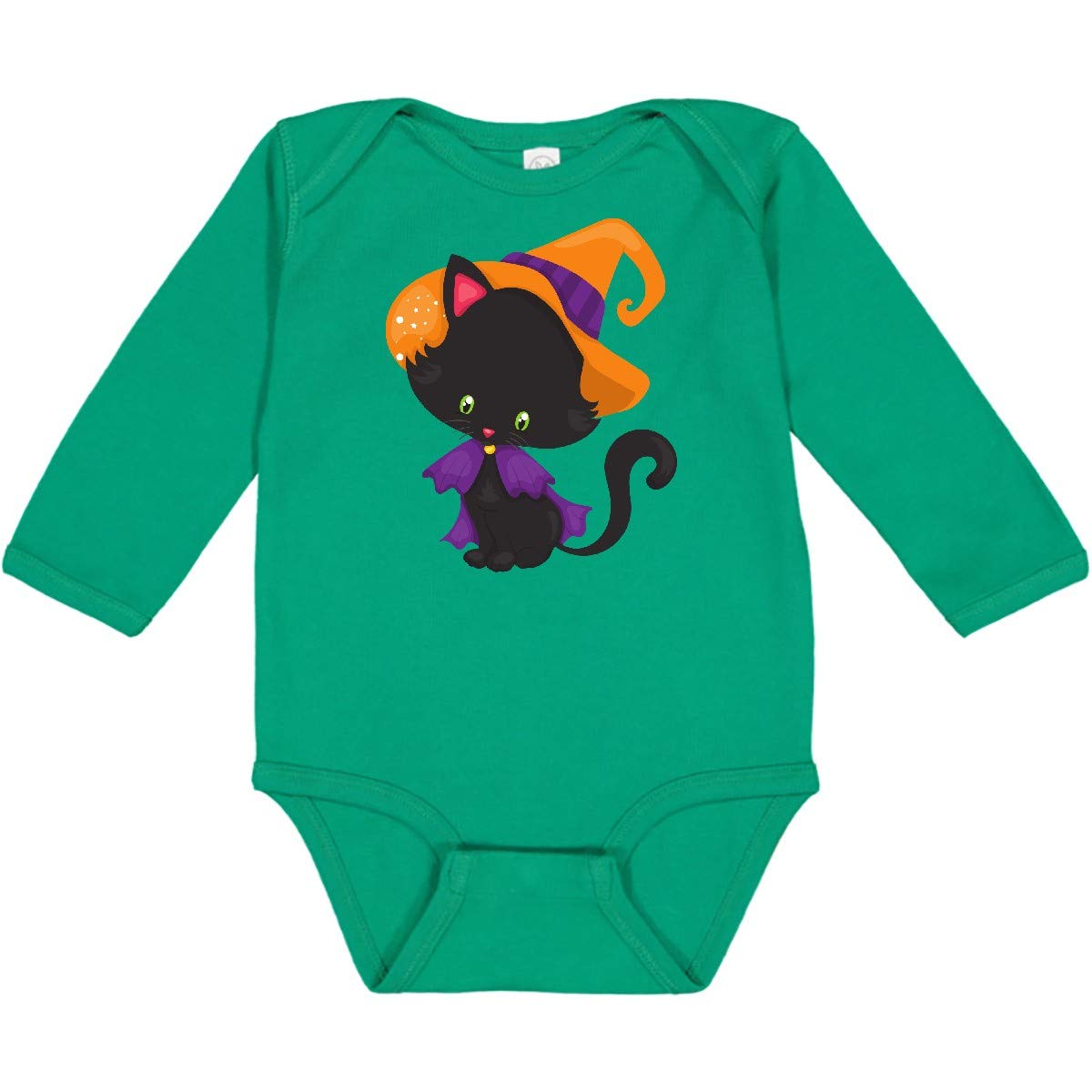 Inktastic Halloween Cat T-Shirt - Cute Black Cat with Witch Hat Long Sleeve Top for Women | Perfect for Halloween Costume Parties & Spooky Season Outfits