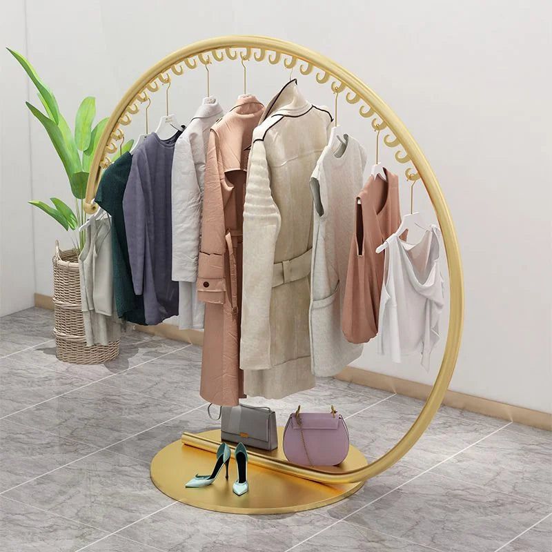 Sturdy Wrought Iron Circular Coat Rack - Freestanding Entryway Organizer for Hats, Jackets & Bags | Perfect for Hallway, Bedroom or Office Storage