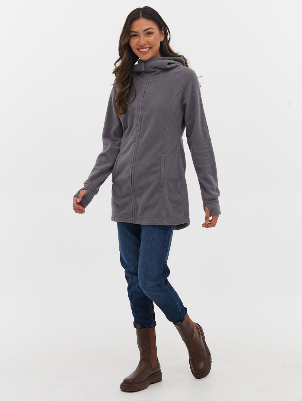 Polar Fleece Long Zip Up Jacket for Men & Women - Warm Winter Outerwear for Hiking, Camping & Outdoor Activities