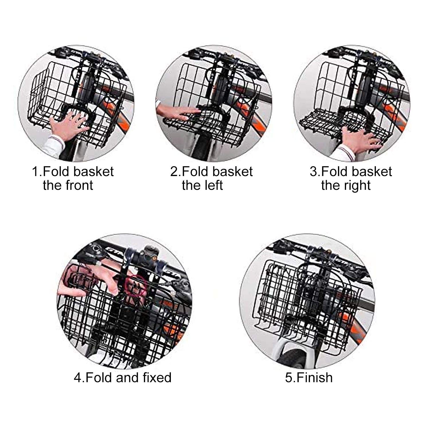 Foldable Detachable Bike Basket - Rustproof Wire Mesh Front & Rear Bicycle Cargo Rack for Mountain/Commuter Bikes - Perfect for Groceries, Picnics & Outdoor Adventures