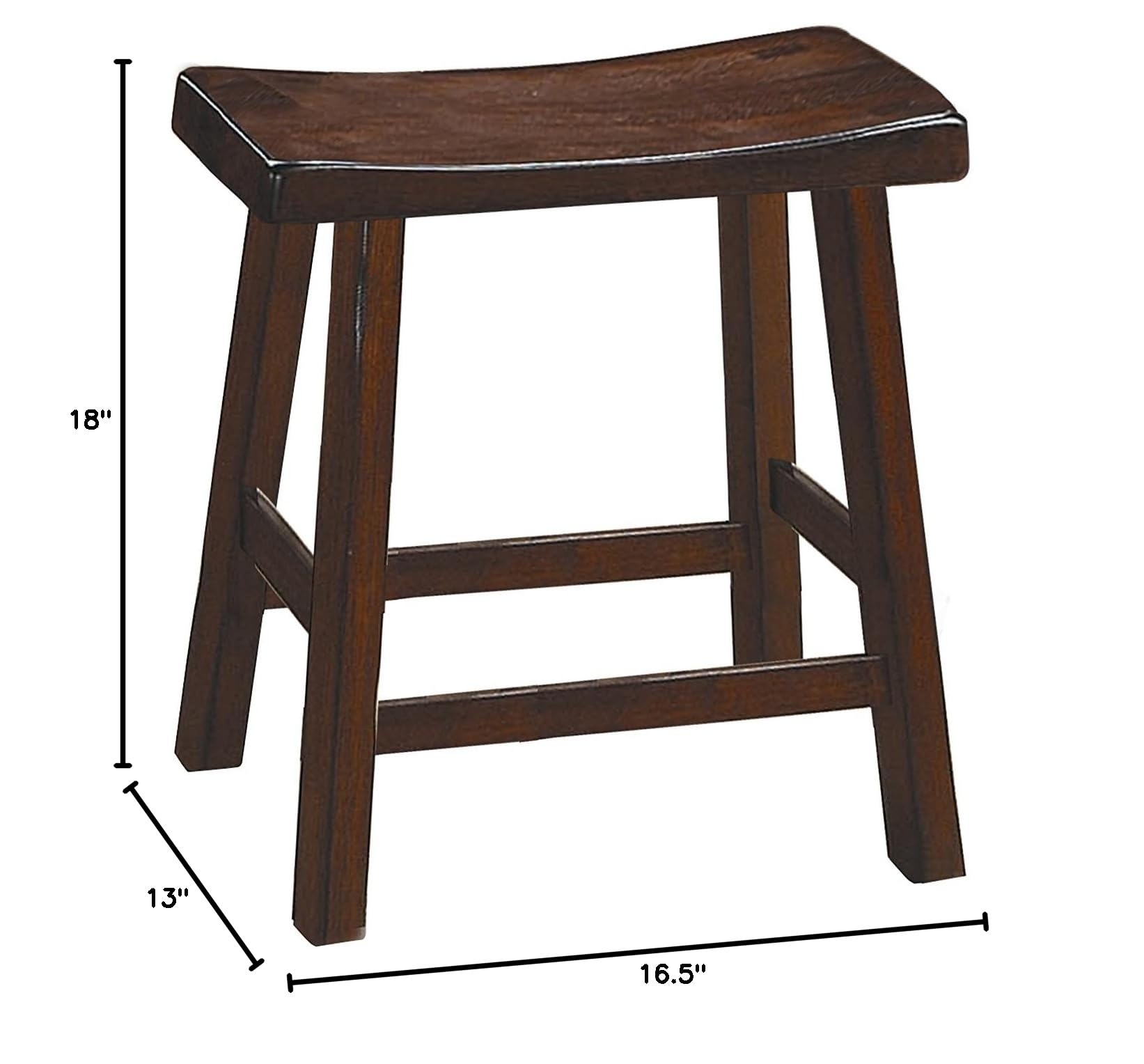 Homelegance Saddleback 17.5 Inch Bar Stools Set of 2 - Cherry Finish Counter Height Dining Stools for Kitchen Island, Breakfast Bar & Home Decor