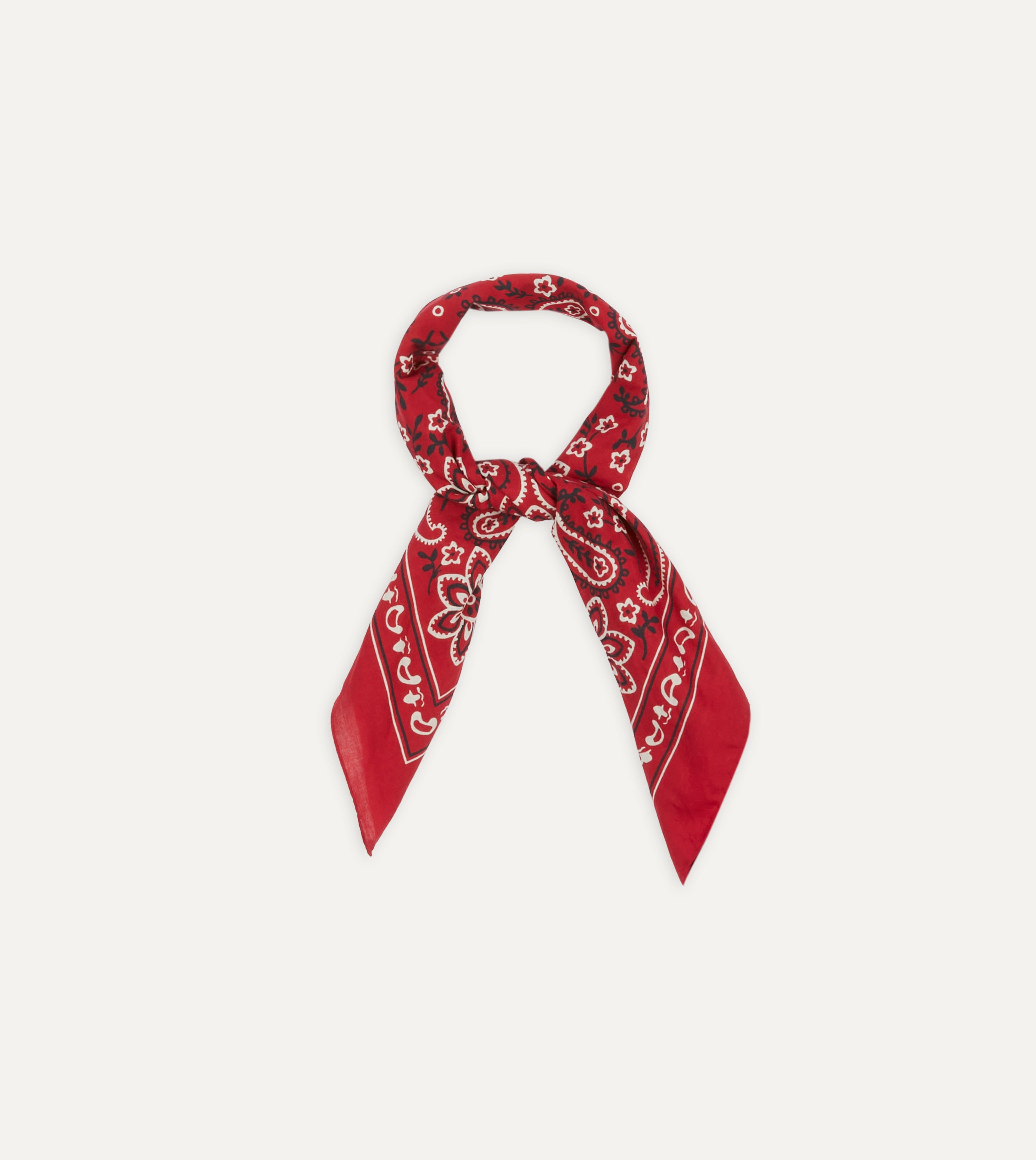 Stylish Red Paisley Print Cotton Bandana - Fashionable Head Scarf & Neck Wrap for Women & Men - Perfect for Outdoor Activities, Concerts, and Western Style Outfits