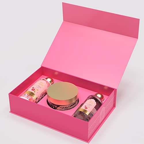Vedic Valley Sakura Body Wash & Lotion Set with Detan Coffee Body Mask - Organic Body Care Gift Box for Women, Spa Day at Home, Relaxing Bath & Skincare Routine