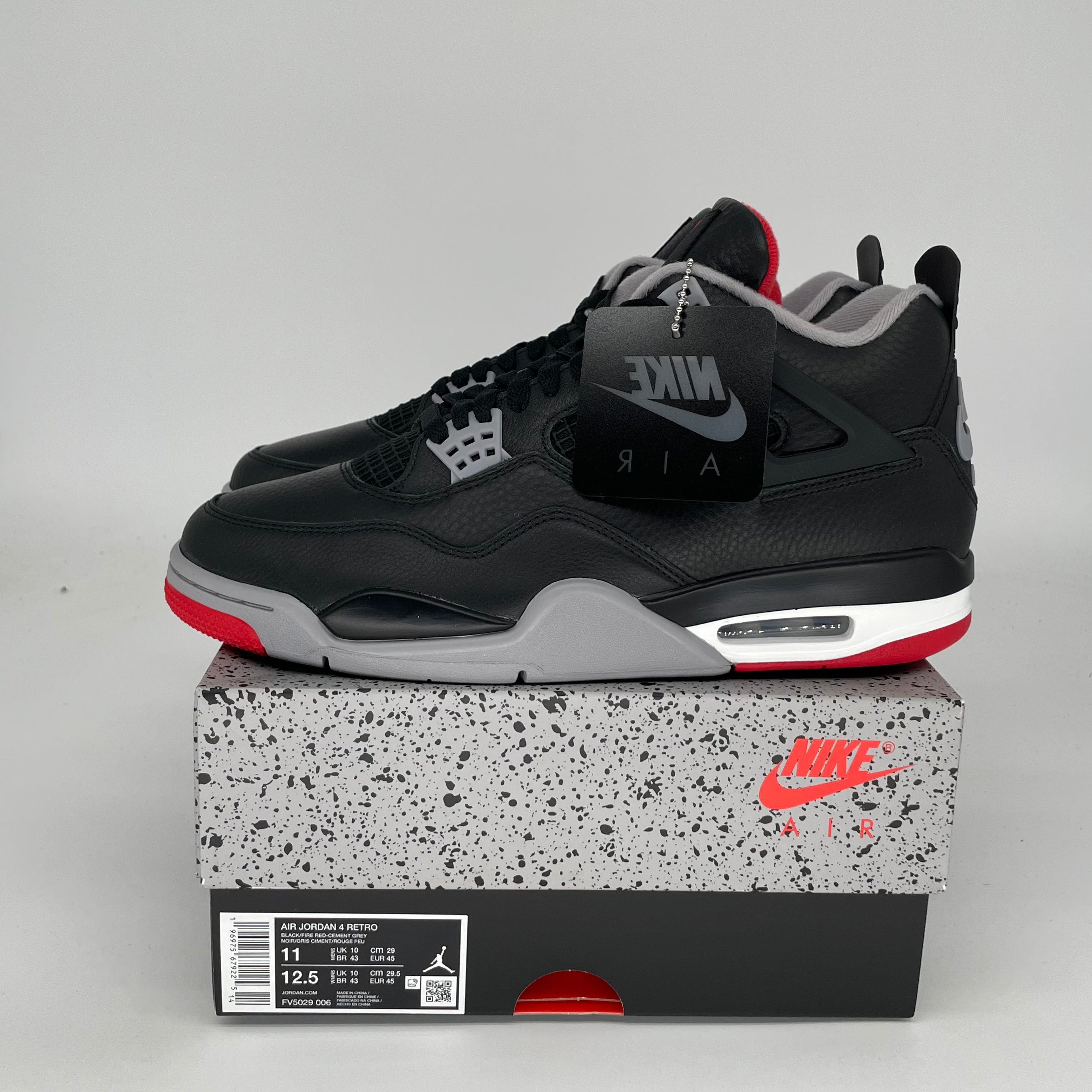 Original Air Jordan 4 Bred Reimagined Men's Basketball Shoes - Size 11 (FV5029-006) | Retro Sneakers for Streetwear & Basketball Games
