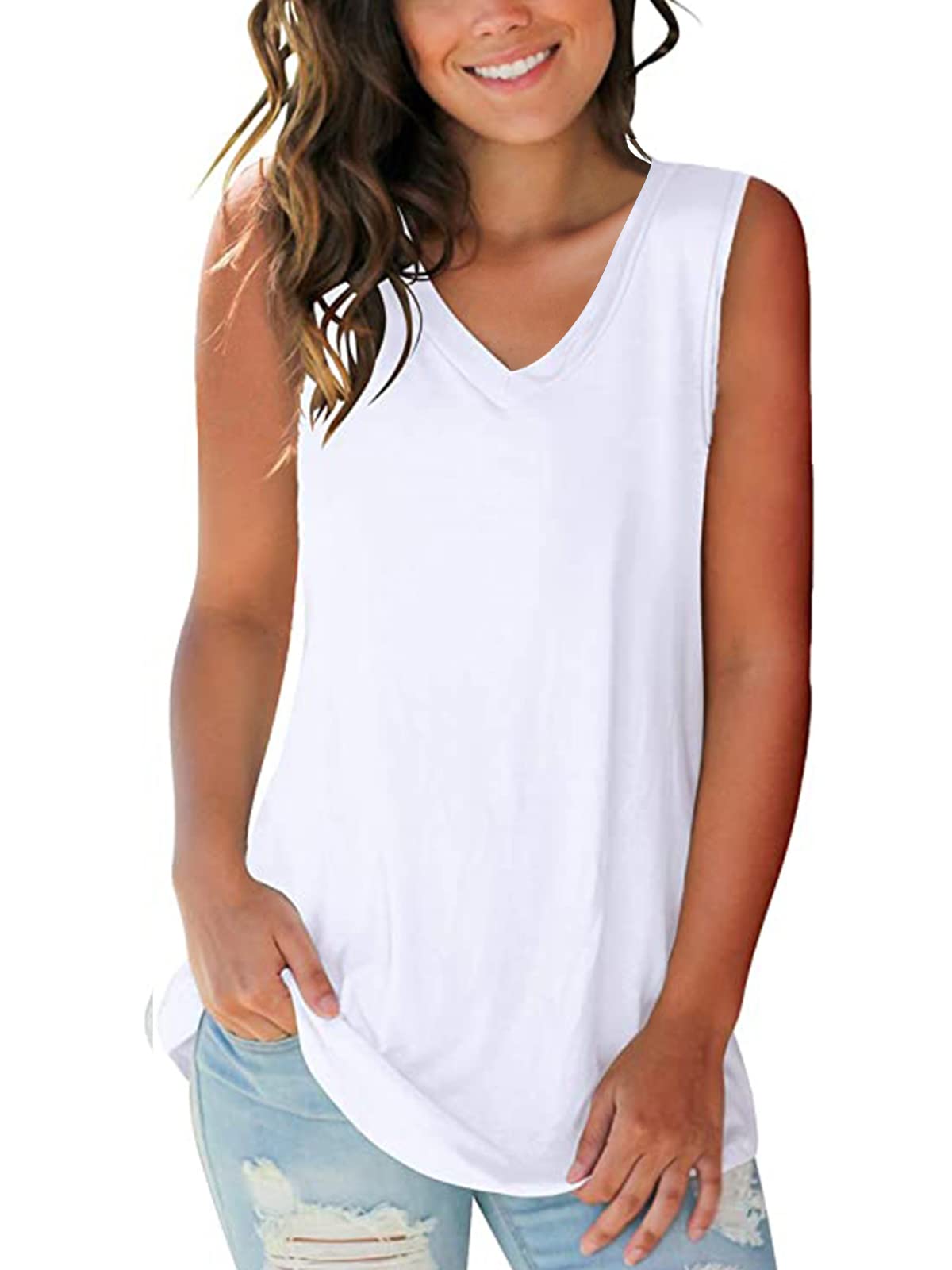 Trendy Women's V-Neck Sleeveless Tank Tops - Breathable Summer Casual Tee Shirts for Women | Perfect for Beach, Gym, Yoga & Everyday Wear