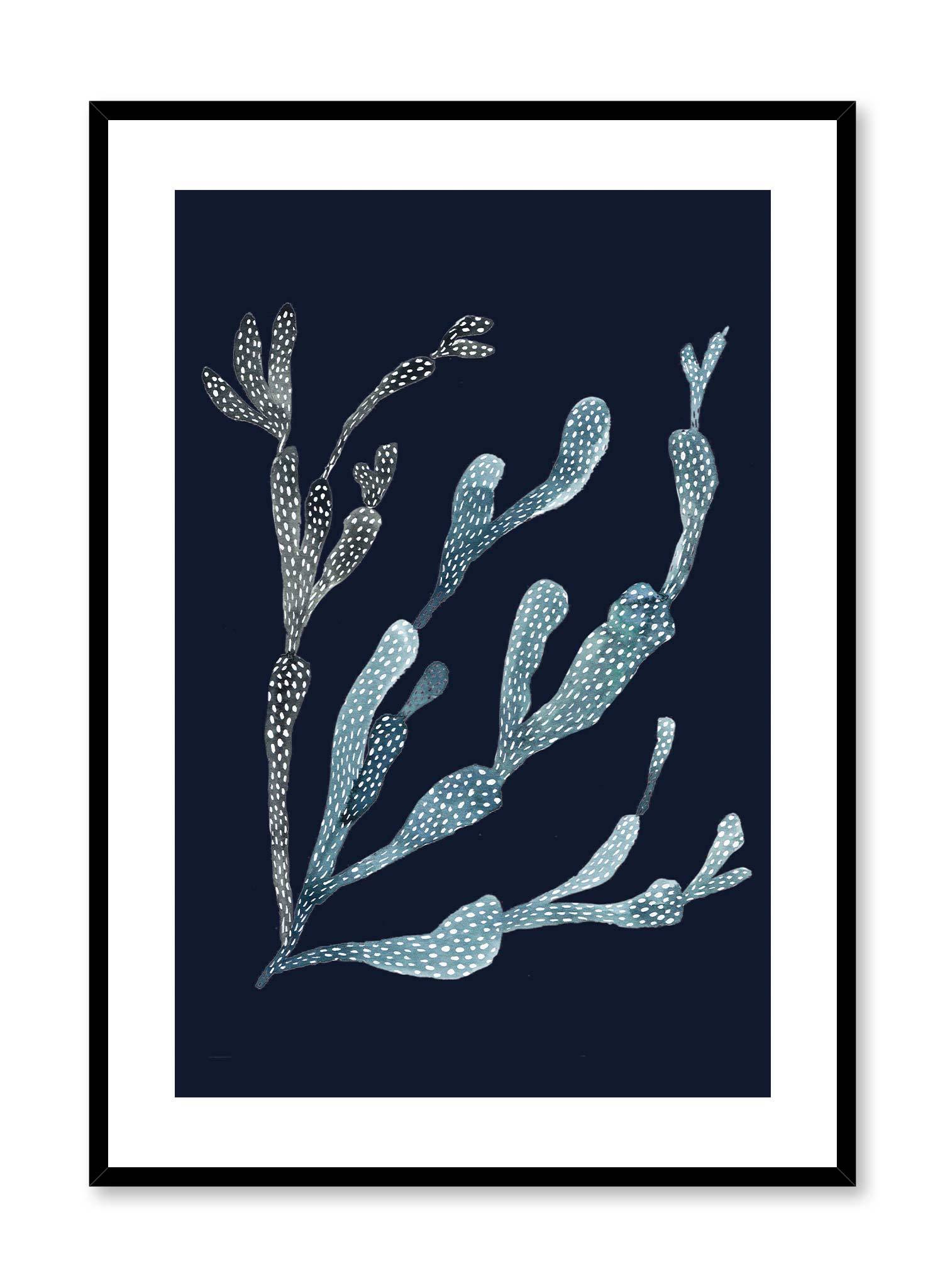 Navy Coral Wall Art Poster - Tropical Ocean Themed Decor for Living Room, Bedroom & Office