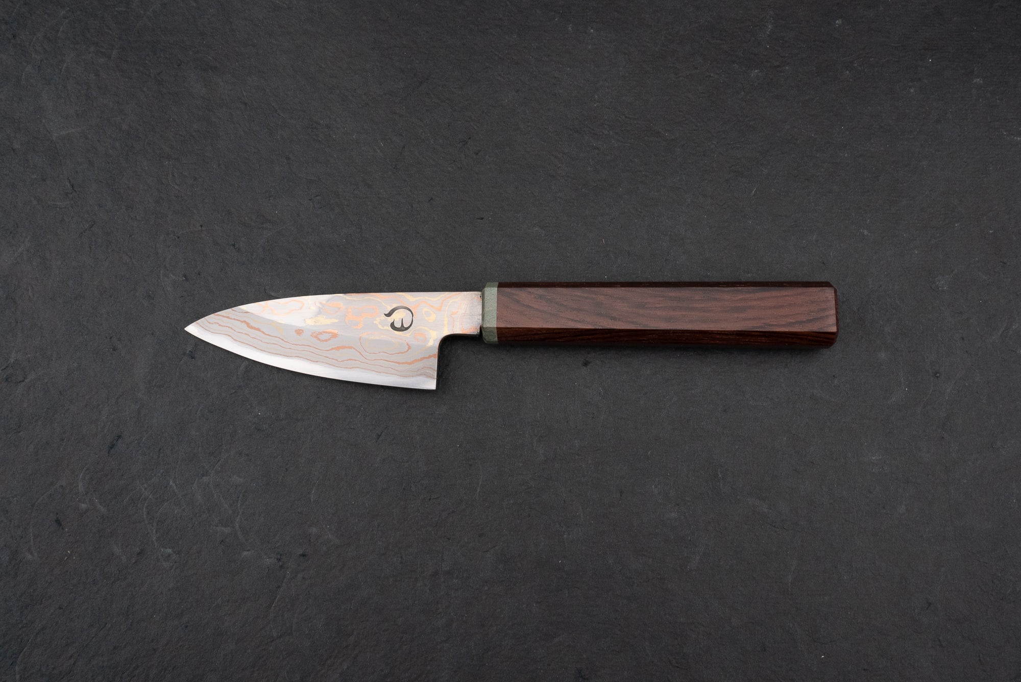 Mutsumi Hinoura V-Toku Rainbow Damascus Petty Knife 85mm - Premium Japanese Kitchen Knife for Slicing, Dicing & Precision Cutting