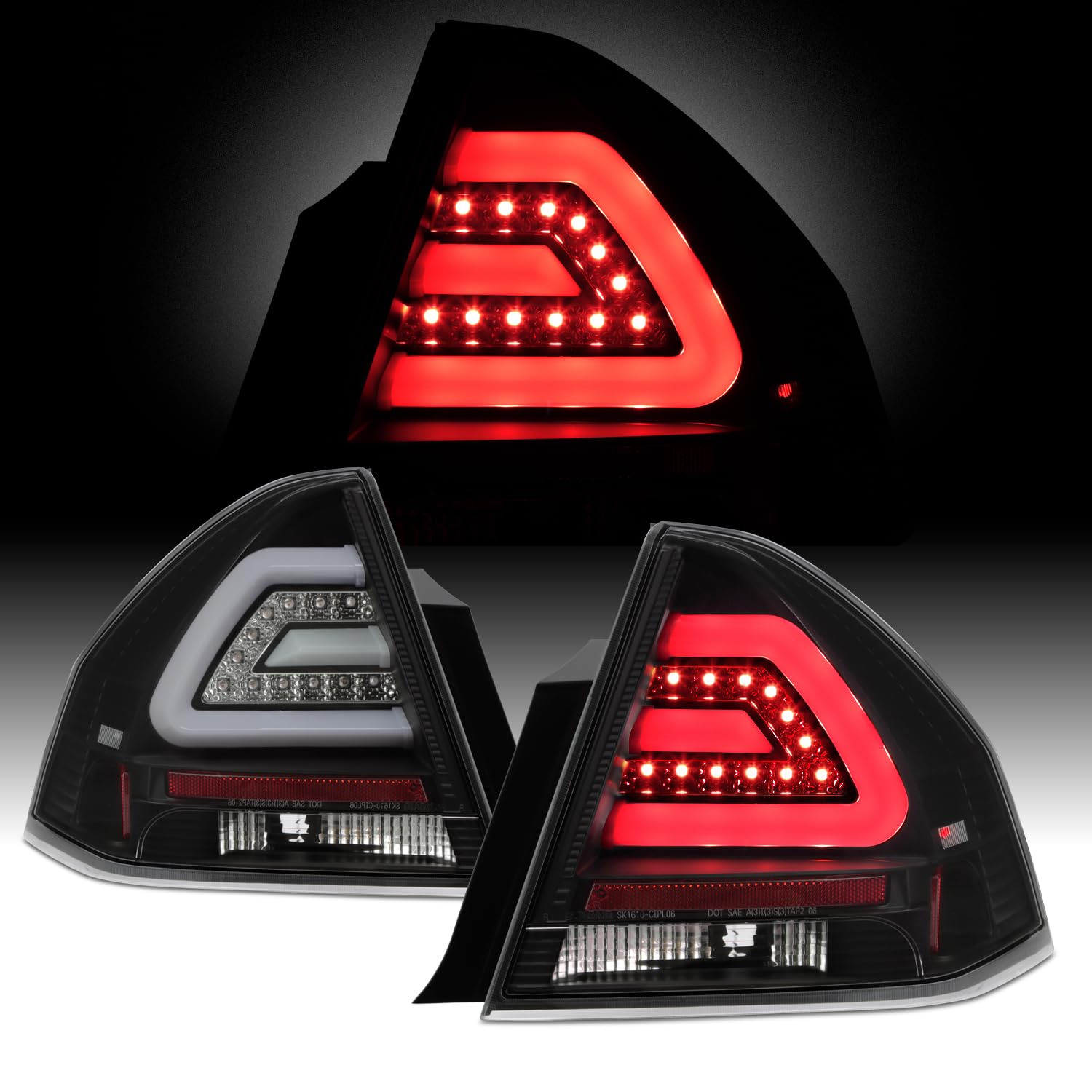 AKKON LED Tail Lights for Chevy Impala - Black Bezel Rear Brake Lamps Replacement Pair (Driver & Passenger Side) | Enhanced Visibility & Style Upgrade for Night Driving