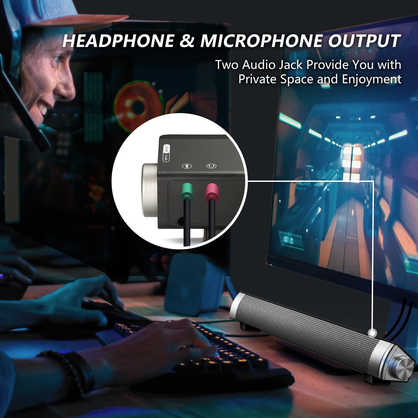 Upgraded Computer Speakers | Stereo USB PC Speakers with Enhanced Sound | Portable Mini Laptop Soundbar for Windows, Desktop, and Laptops | Perfect for Home Office, Gaming, and Multimedia Use