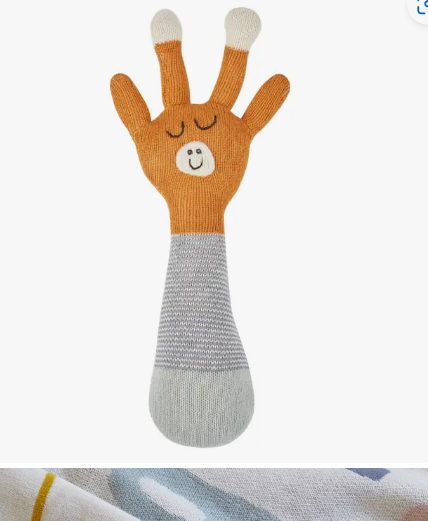 Soft Cotton Knit Baby Rattle Toy - Cute Giraffe Design for Newborns & Infants | Safe & BPA-Free Teether for Soothing & Sensory Play | Perfect Baby Shower Gift & Nursery Essential