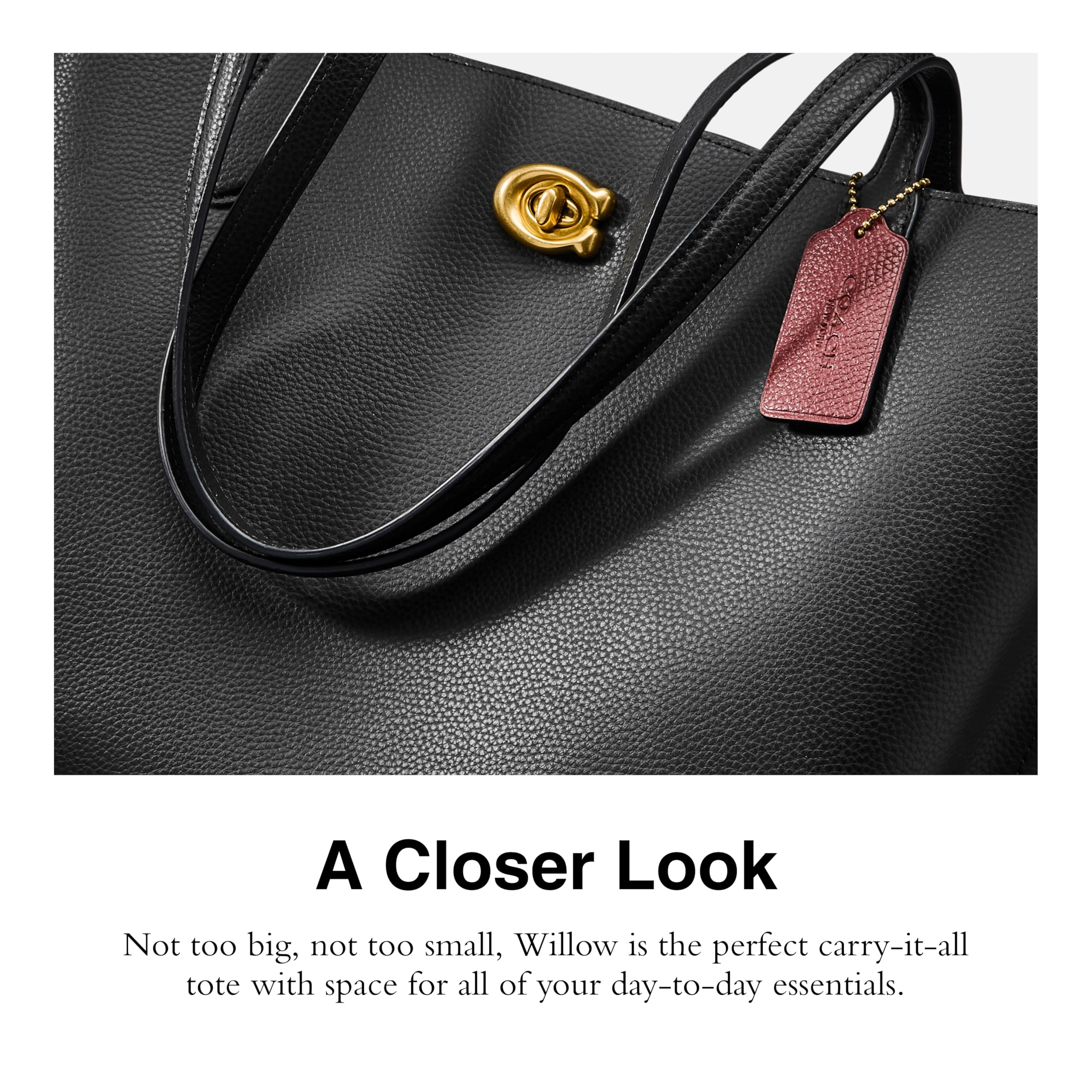 Coach Women's Polished Pebble Leather Willow Tote Bag - Stylish Designer Handbag for Work, Travel & Everyday Use