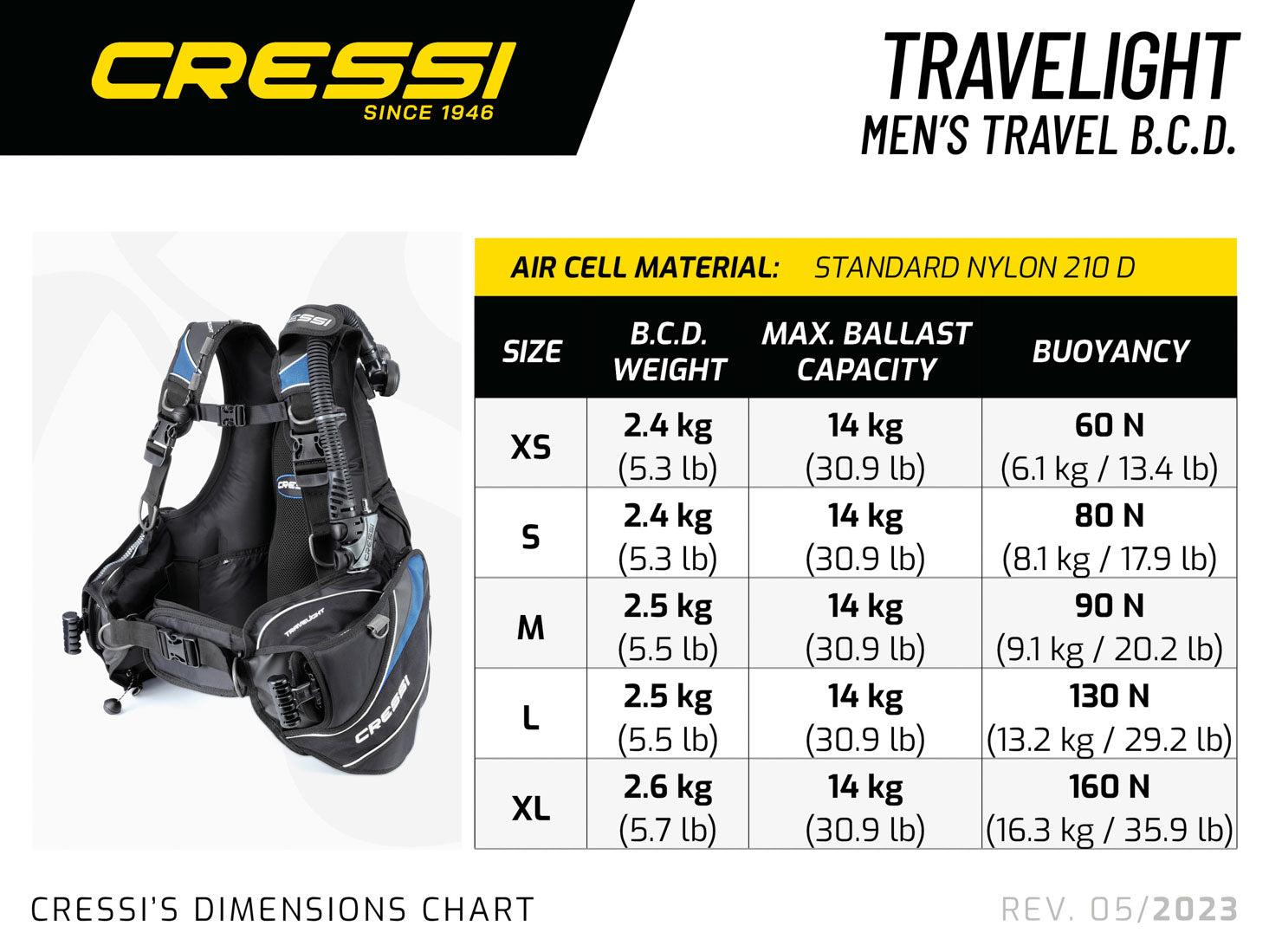Cressi Travelight BCD - Lightweight Scuba Diving Buoyancy Compensator for Travel & Adventure - Perfect for Warm Water Diving, Snorkeling & Ocean Exploration