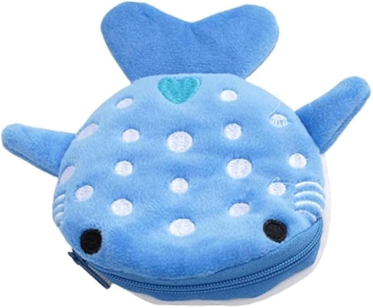 Adorable Blue Shark Plush Wallet for Women - Cute Cartoon Coin Purse, Cosmetic Bag & Key Holder with Zipper | Perfect for Everyday Use, Travel & Gift Giving