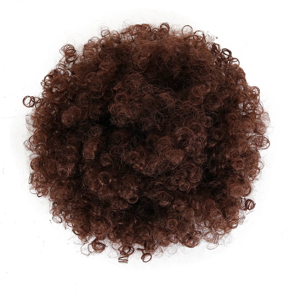 High Puff Afro Ponytail Hair Extension - Short Kinky Curly Synthetic Clip-in Ponytail with Drawstring | Fiber Puff Wrap Updo for Black Women | Perfect for Parties, Weddings & Everyday Wear (Light Brown)