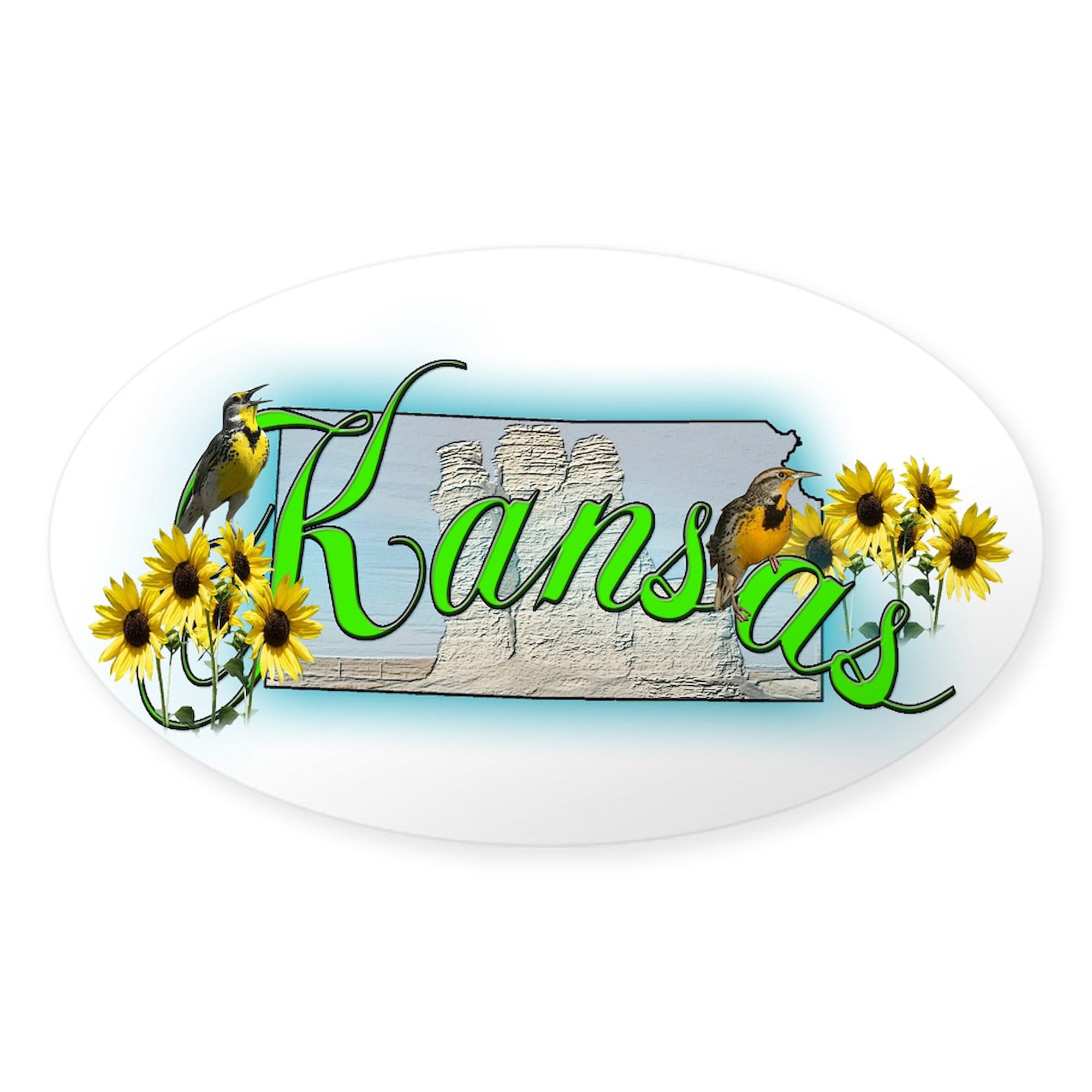Kansas Oval Car Bumper Sticker - Decorate Your Vehicle