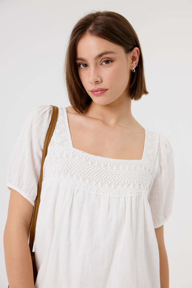 Emerson Women's Mini Dress - White, Short Sleeve Casual Summer Dress for Party, Date Night & Vacation | Lightweight & Comfortable