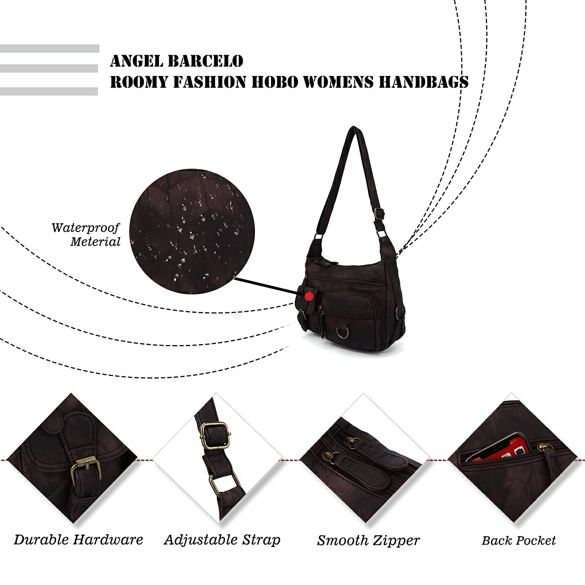 Angel Barcelo Women's PU Leather Crossbody Bag - Perfect for Daily Use & Travel