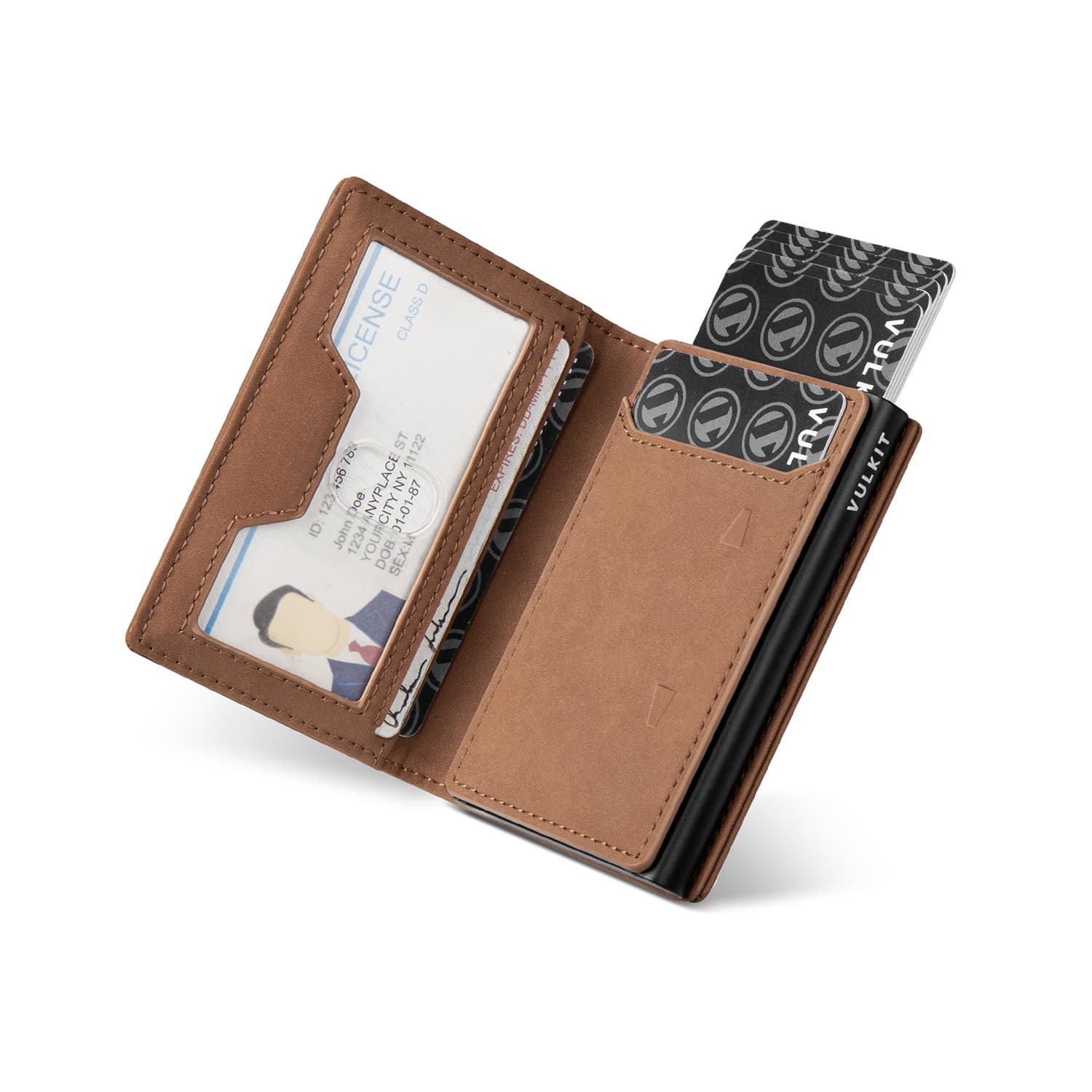 VC502 RFID Blocking Card Holder with Card Ejector - Slim Wallet with Zipper Coin Pocket, ID Window & Magnetic Closure - Perfect for Travel, Business & Everyday Use