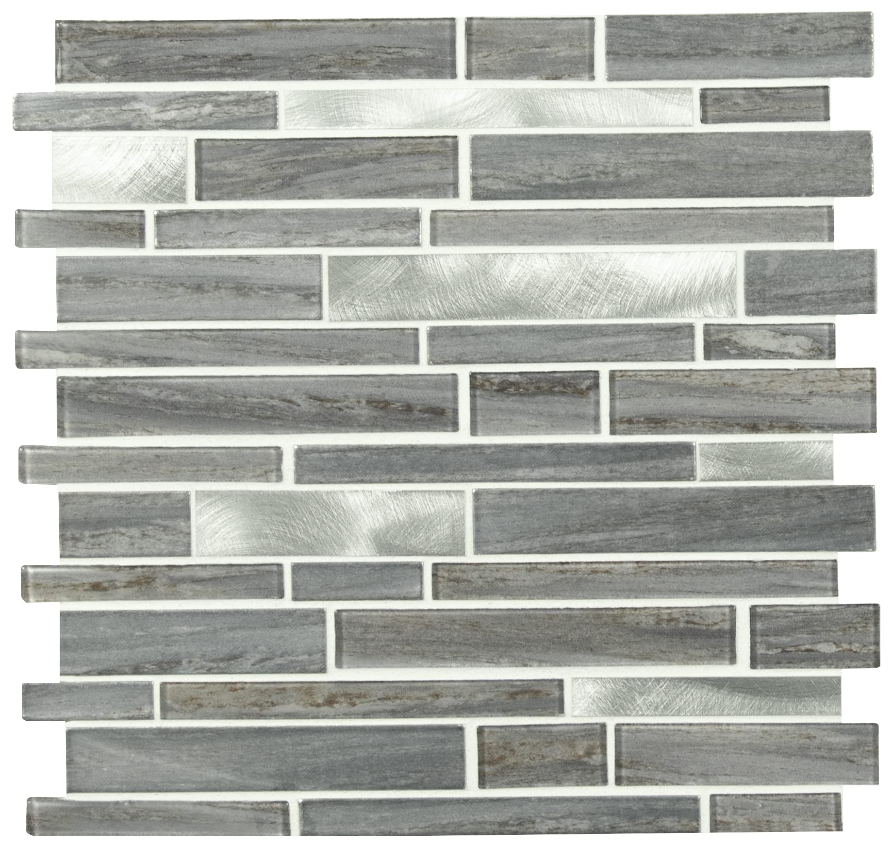 MSI Bimini 12x12 Inch Interlocking Glass Mosaic Tile - Gray-Dark Mesh Backed for Kitchen Backsplash, Bathroom & Shower Walls | Waterproof & Easy to Install Home Decor
