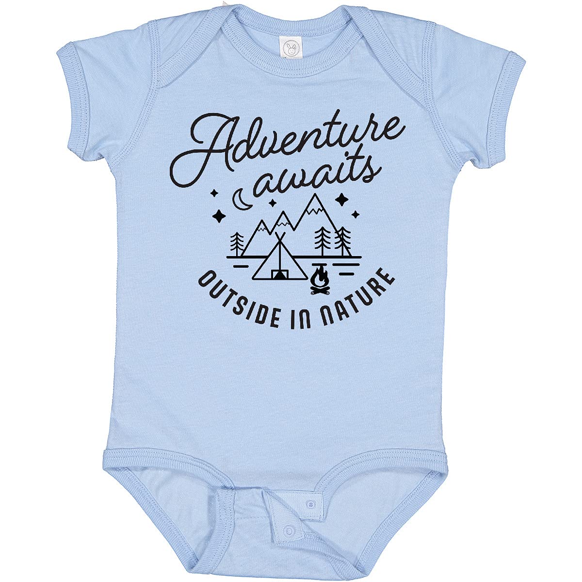 Inktastic Adventure Awaits Outside in Nature with Tent and Baby Bodysuit - Cute Camping Outfit for Infants, Perfect for Family Outdoor Activities & Nature Photography