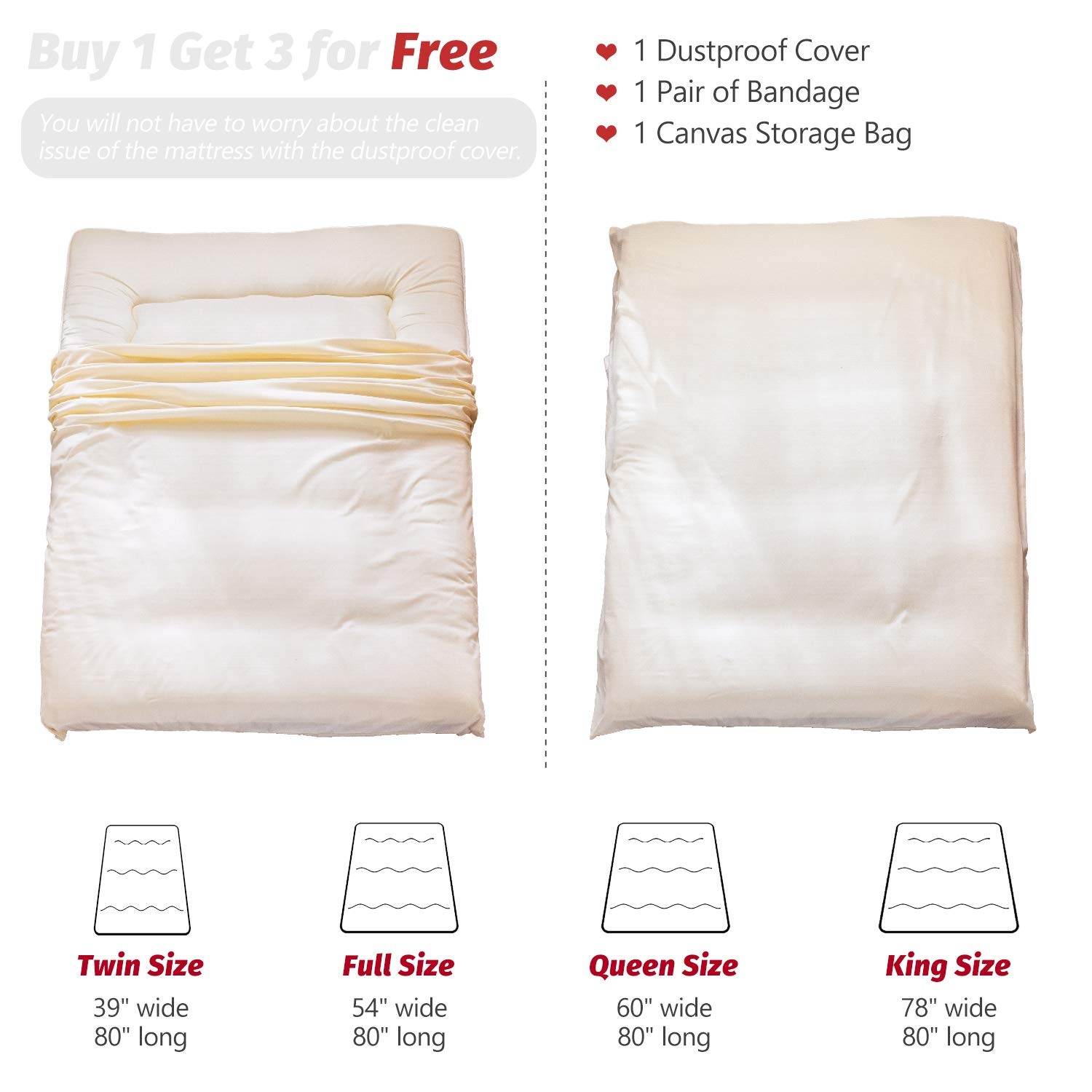 MAXYOYO Comfortable Futon Mattress for Living Room - Off White | Perfect for Guest Beds, Daytime Lounging & Small Spaces