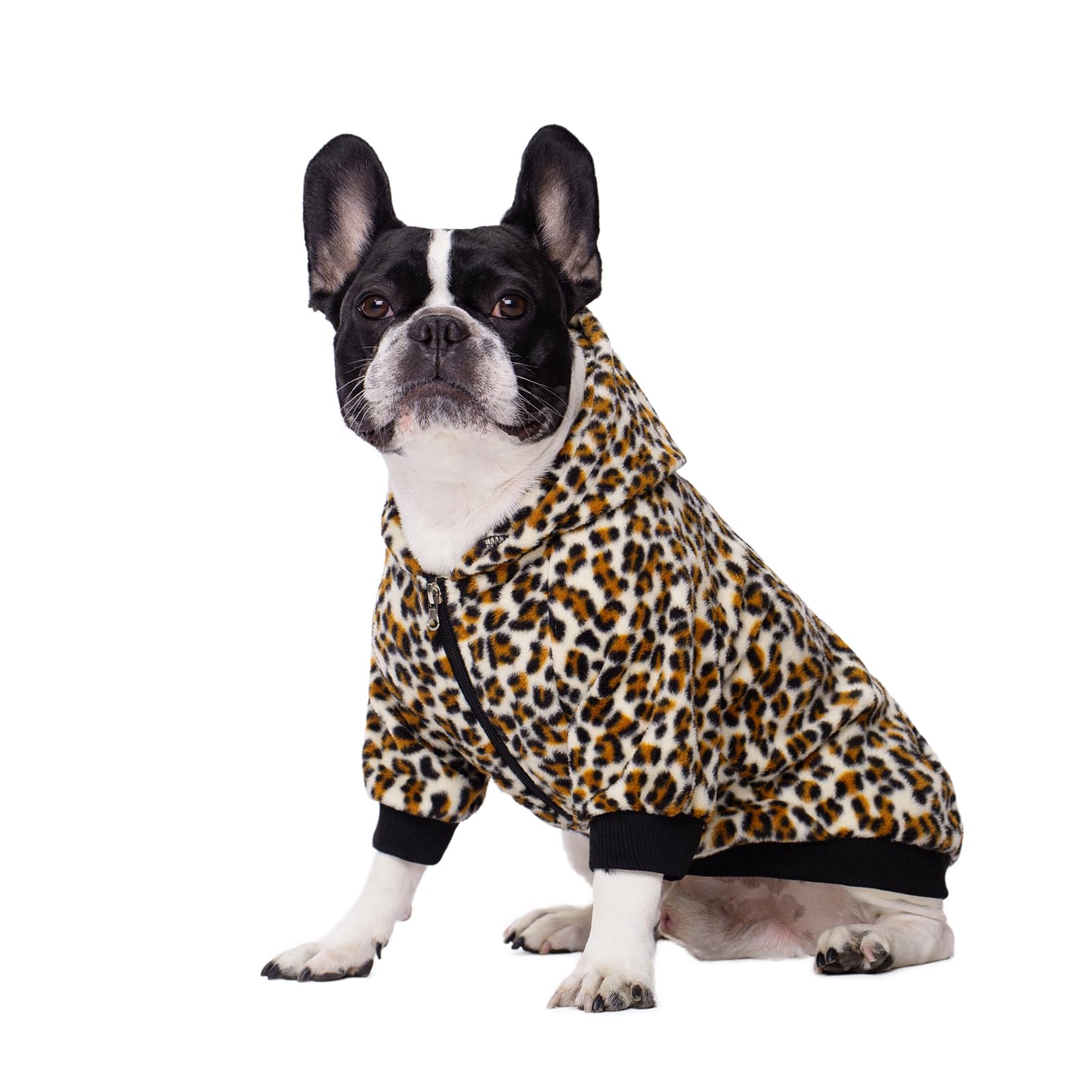 French Bulldog Hoodie Sweatshirt with Pockets - Warm Fleece Dog Clothes for Small Dogs, Puppies & Chihuahuas - Cozy Pet Hoodie for Cats & Dogs - Perfect for Winter Walks & Indoor Lounging