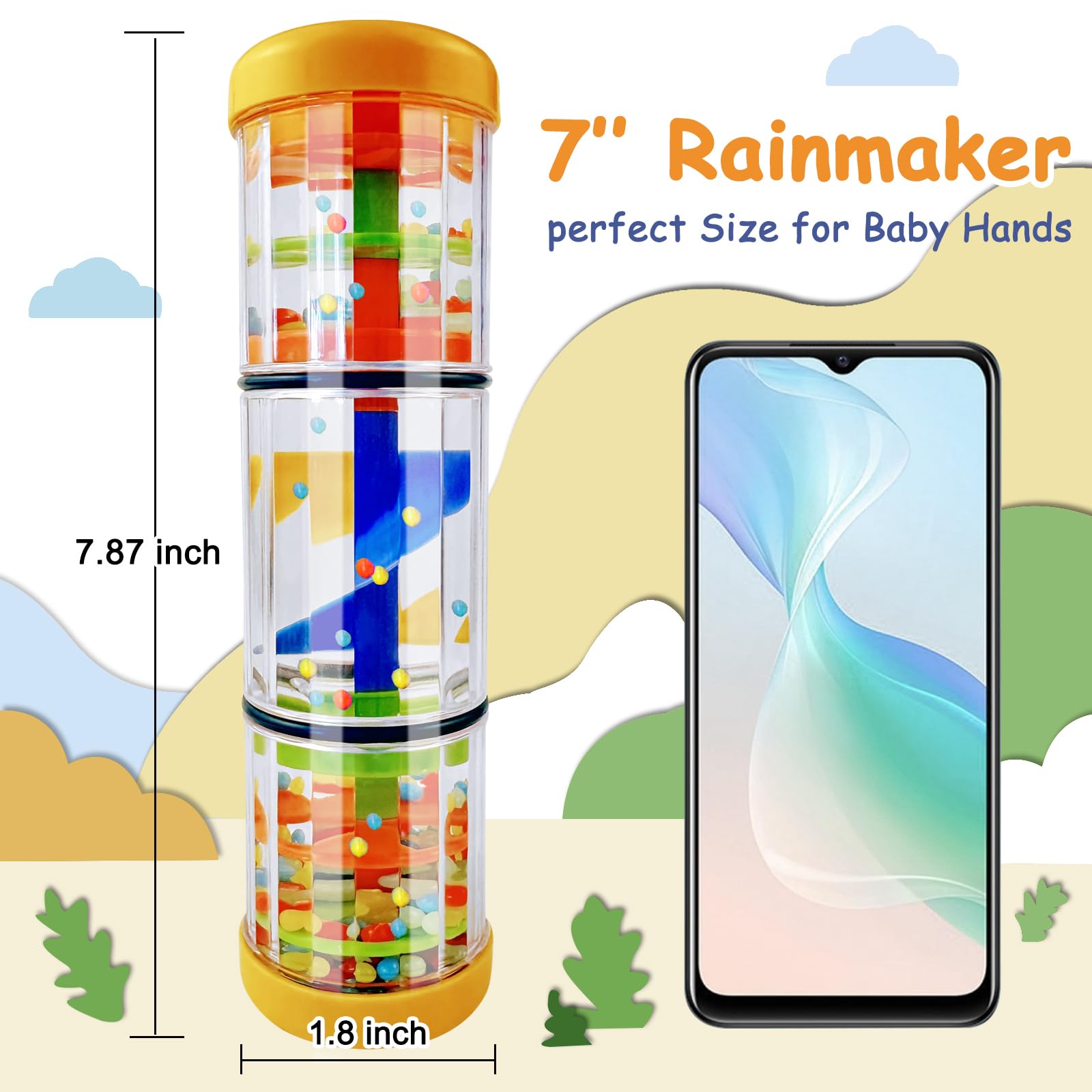 LOOIKOOS Rainmaker Rain Stick - Musical Sensory Toy for Babies & Toddlers, Developmental Baby Rattle Shaker Instrument with Soothing Raindrop Sounds - Perfect for Early Learning, Music Playtime & Sensory Exploration