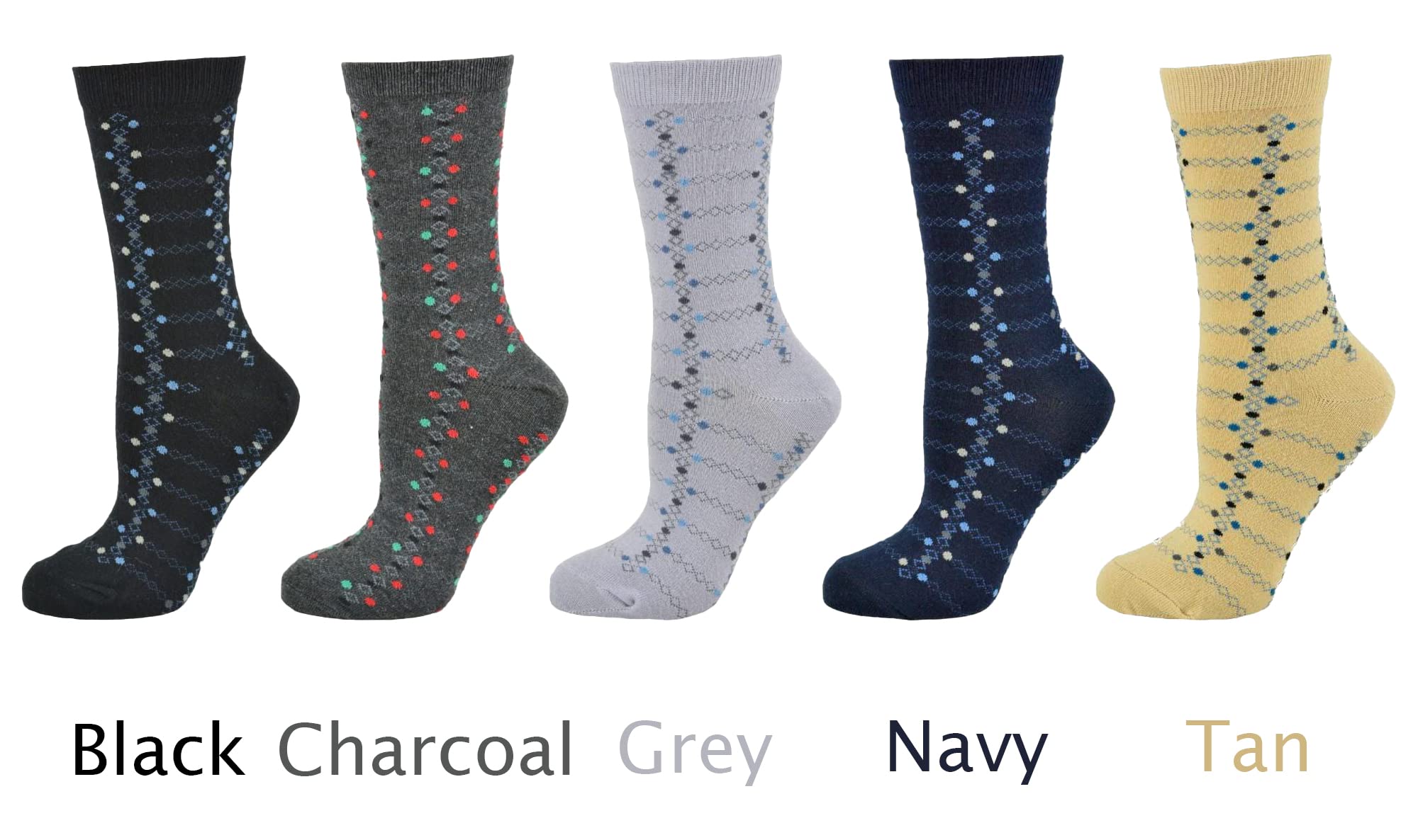 Women's Cotton Crew Socks with Geometric Patterns - Soft, Colorful Casual & Formal Socks for Everyday Wear, Office & Outfits