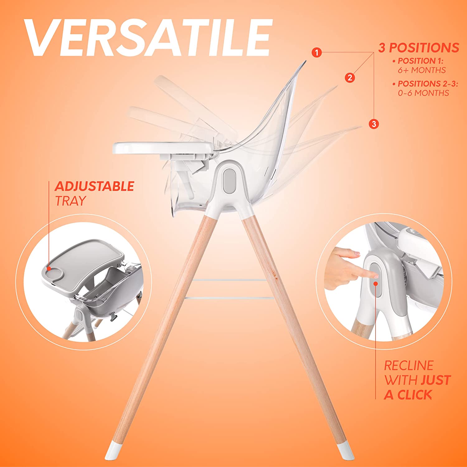 Premium Deluxe High Chair for Babies & Toddlers with Removable Cushion - Adjustable Height, Easy to Clean, Perfect for Dining, Feeding & Playtime at Home