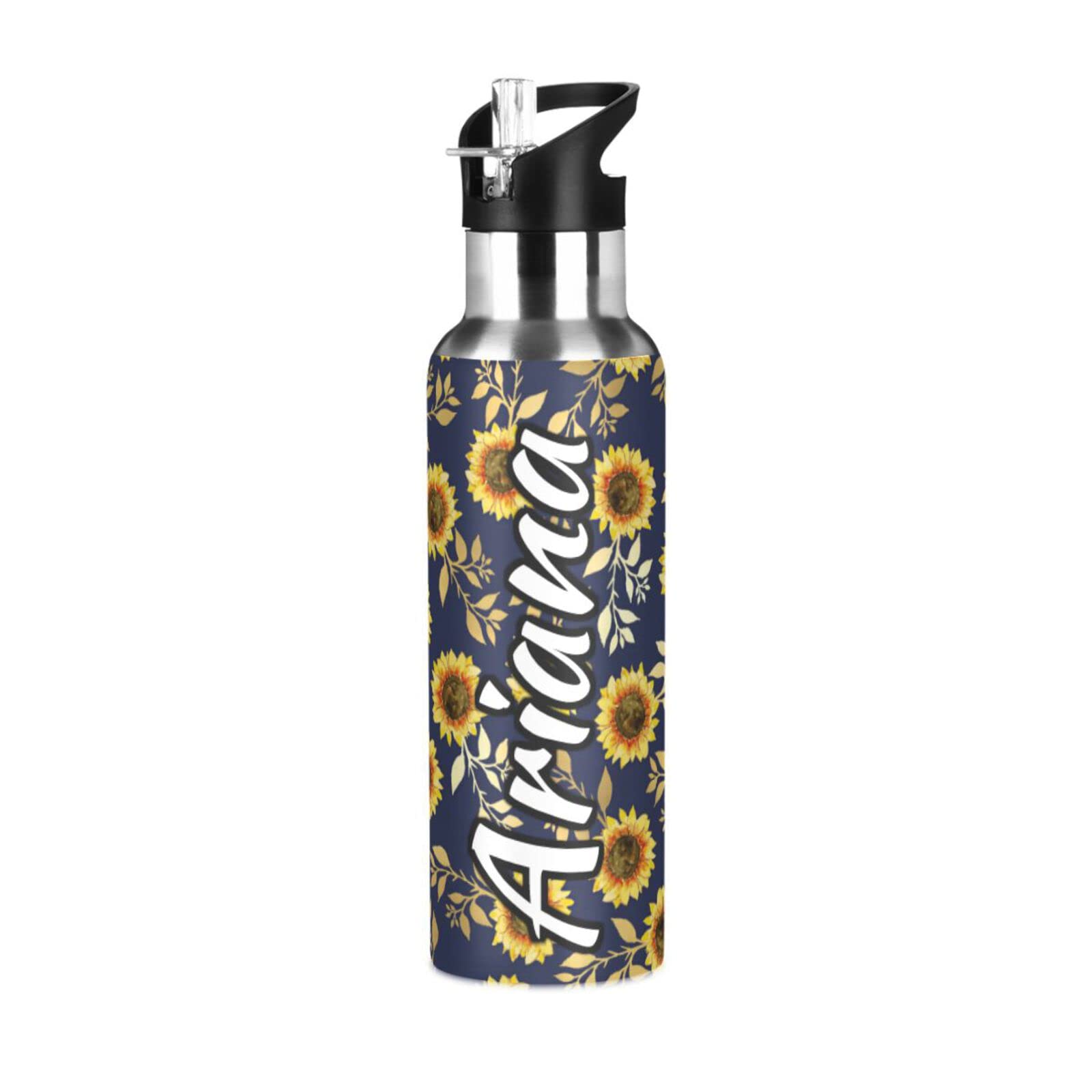 **Personalized 33oz Stainless Steel Insulated Water Bottle with Straw Lid - Custom Sunflower Design, Double Wall Vacuum Insulation for Travel, Gym & Outdoor Activities**