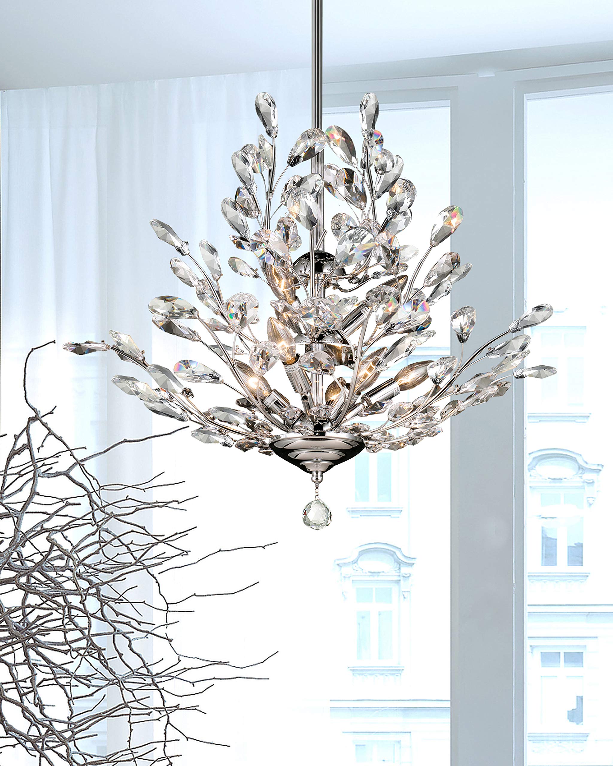 Dale Tiffany Monaco 26-Inch Crystal Chandelier - Elegant Lighting Fixture for Dining Room, Living Room & Bedroom Decor
