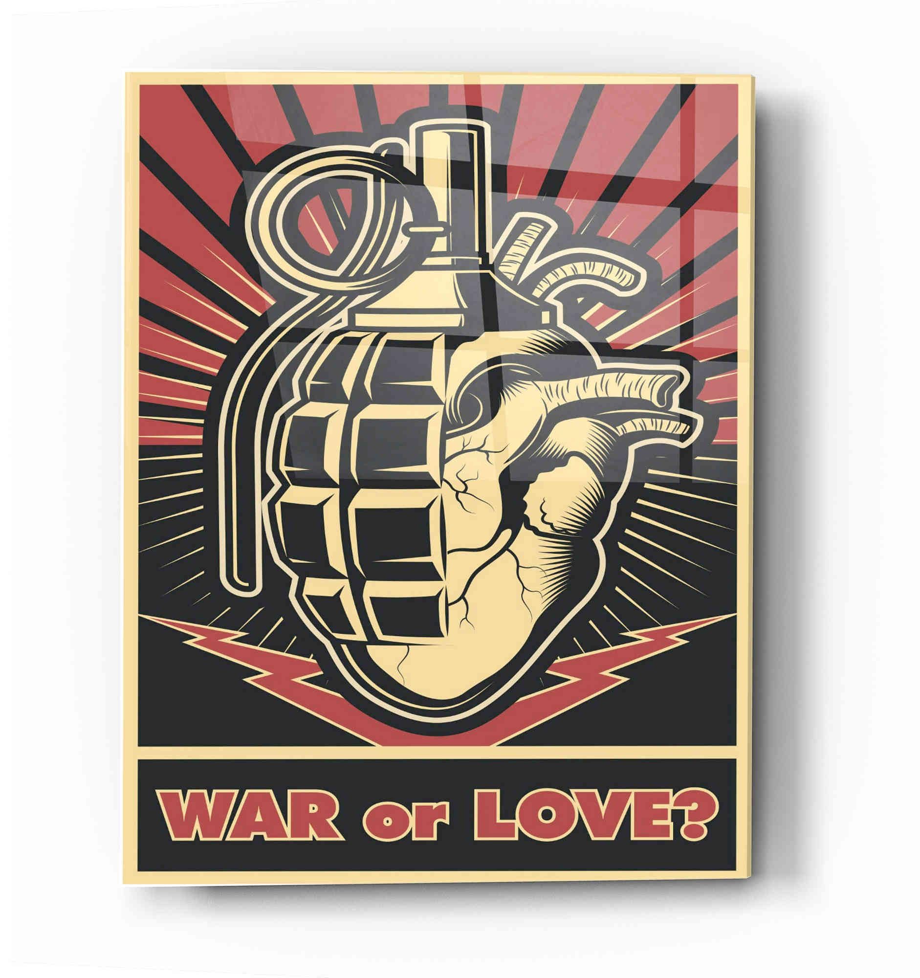 Epic 'War or Love' Acrylic Glass Wall Art Painting - 16x24 Inches Modern Home Decor for Living Room, Bedroom & Office