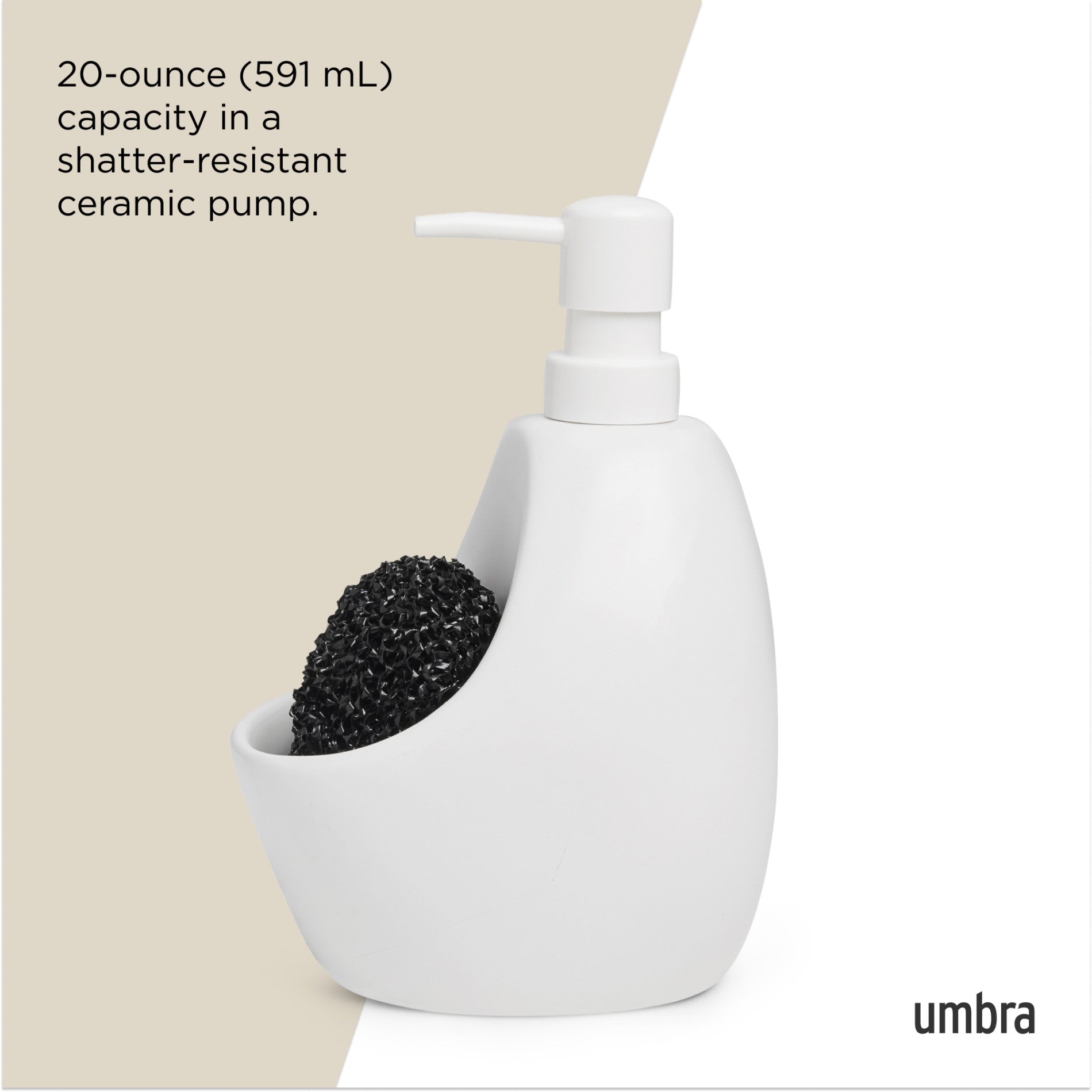 Joey Soap Pump & Scrubby - Hands-Free Foaming Soap Dispenser with Built-in Scrub Brush for Kitchen, Bathroom, and Sink Cleaning (BPA-Free) - Perfect for Dishes, Countertops, and Household Chores